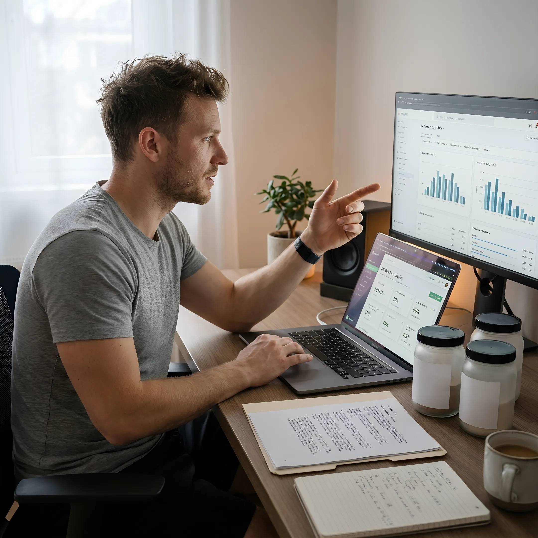 Creator reviewing supplement affiliate program options