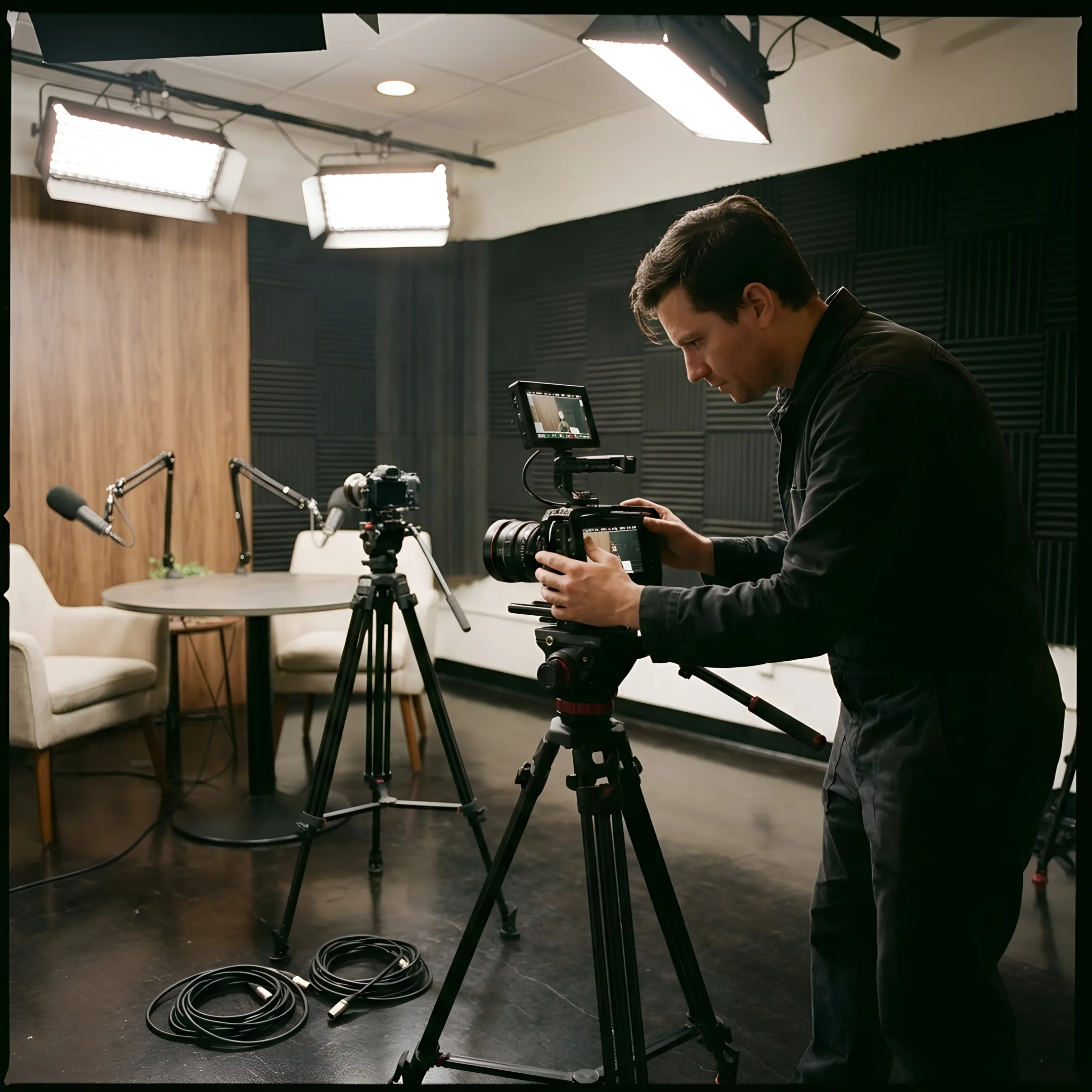 Producer preparing a professional creator studio