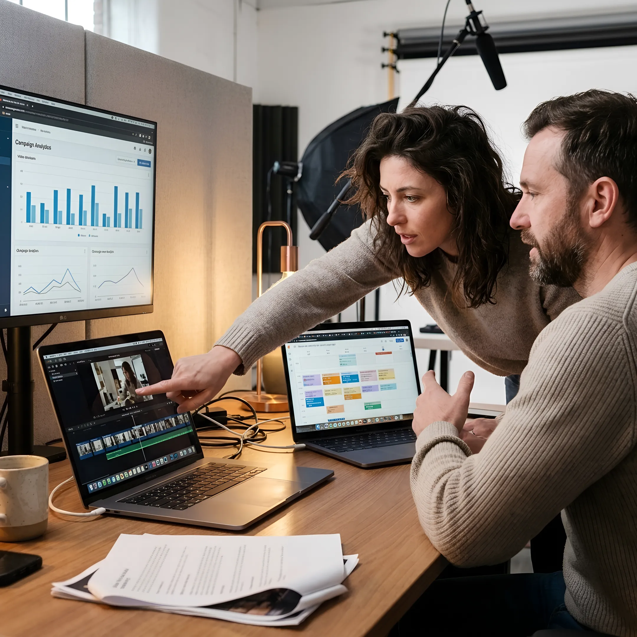 Producer and client reviewing a content plan