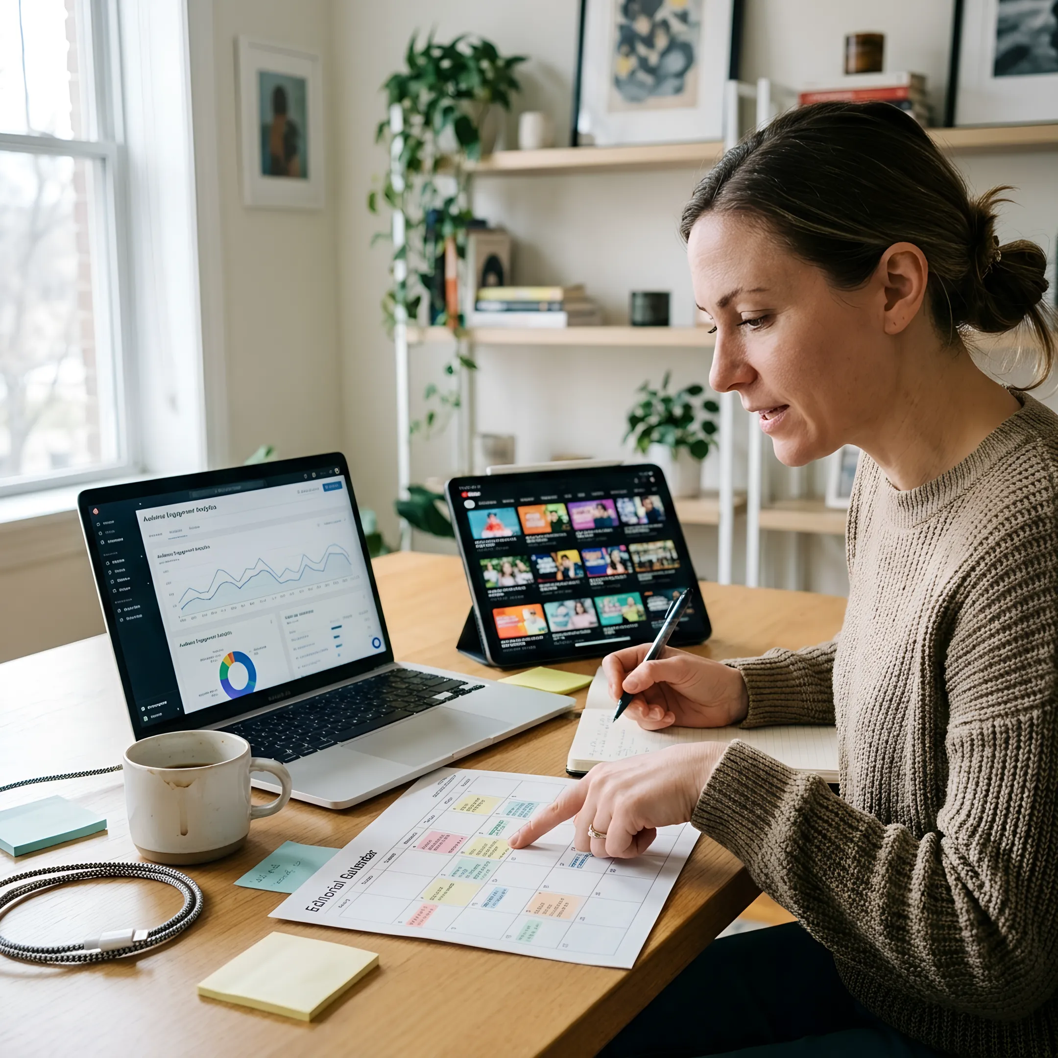 Content strategist reviewing a marketing plan