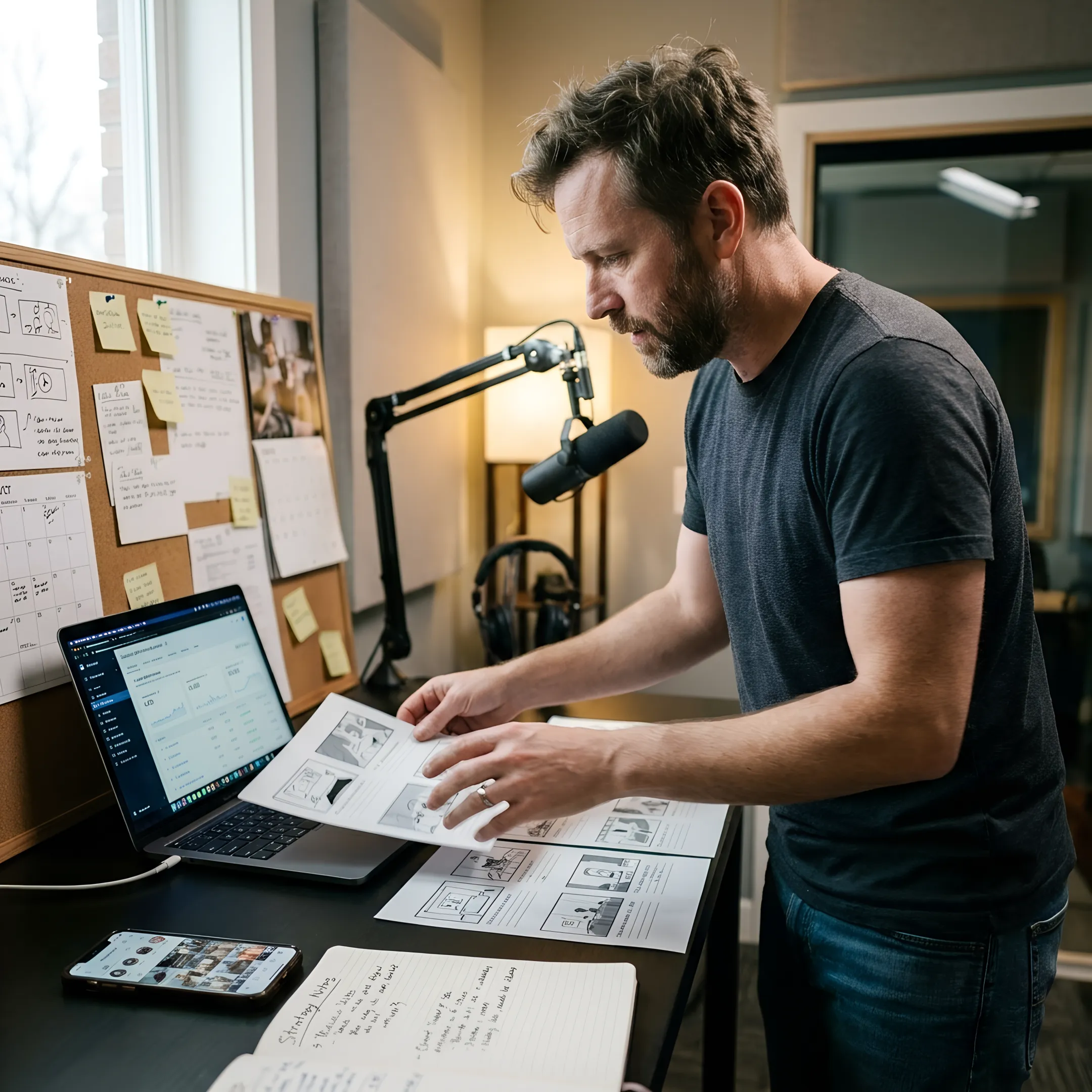 Producer and client planning a content campaign