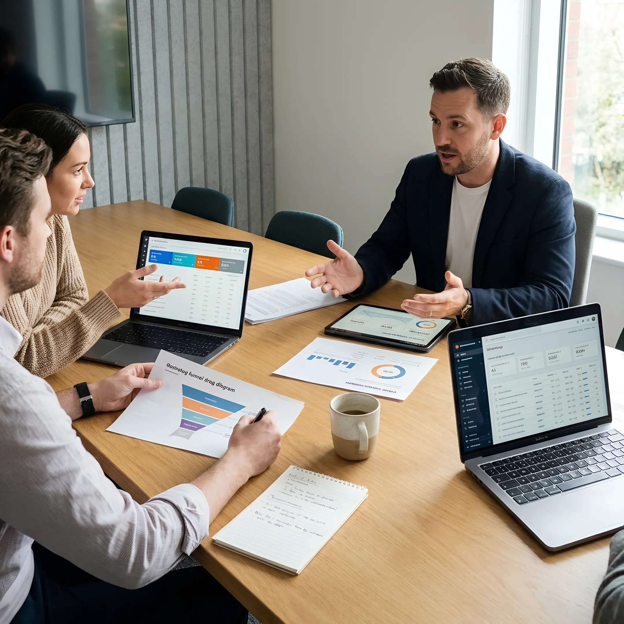 Marketing strategy session with campaign planning
