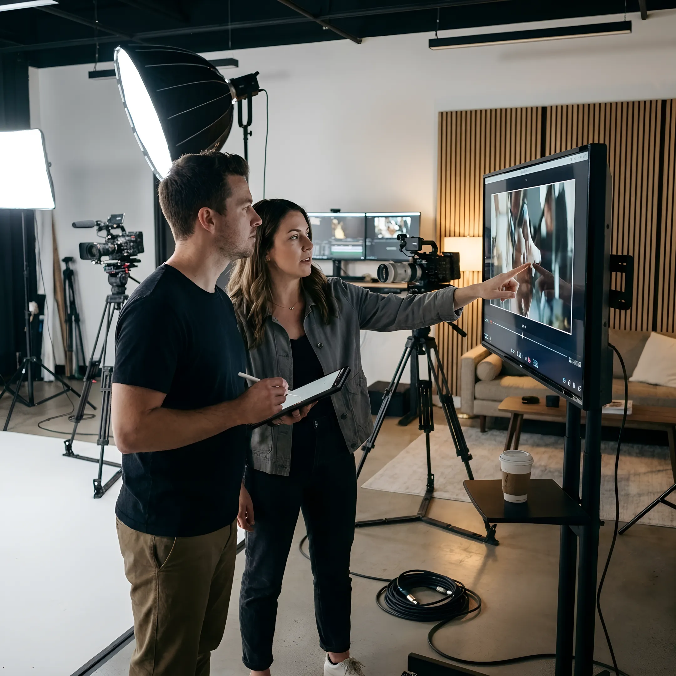 Creative team producing branded video content