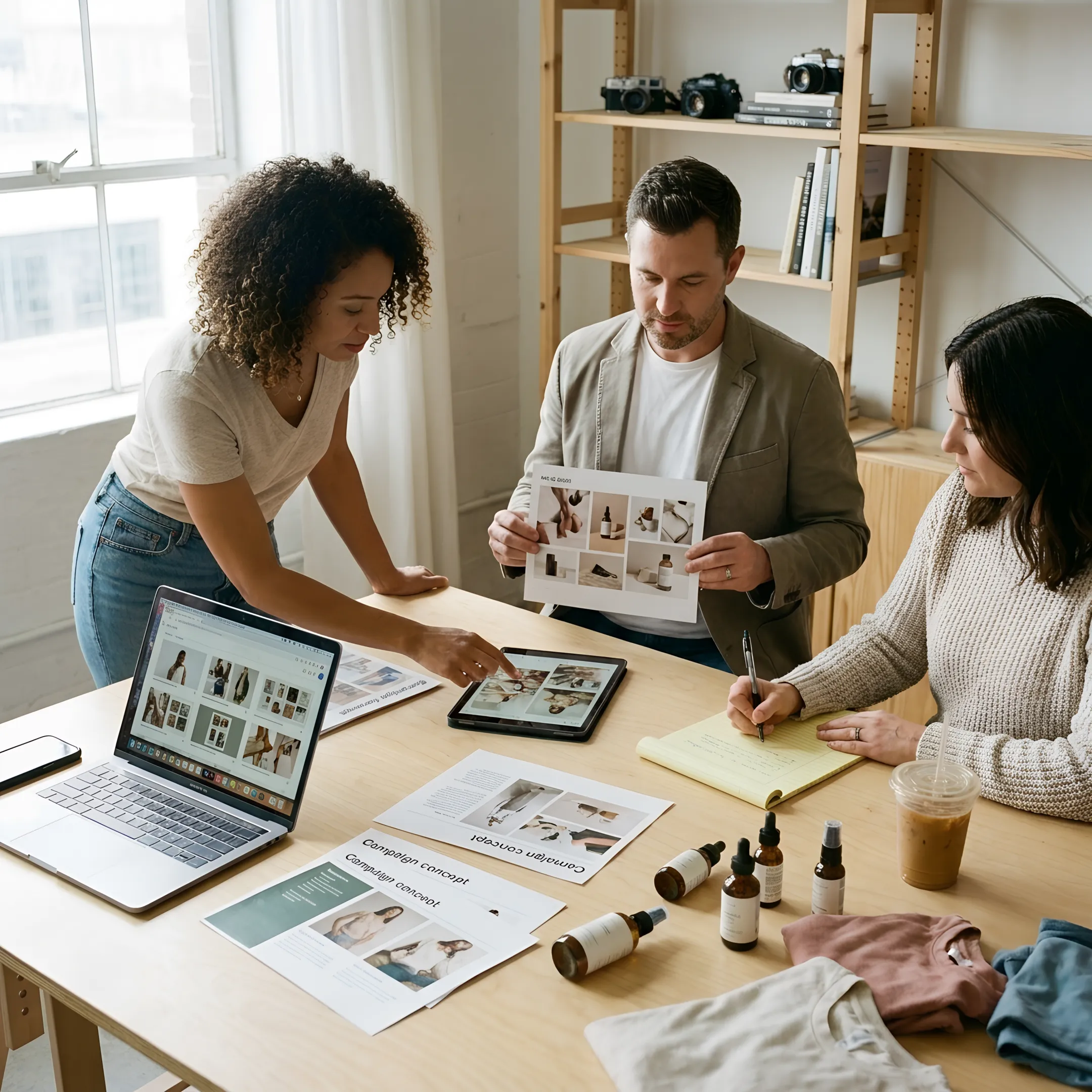 Creative team planning a lifestyle brand campaign