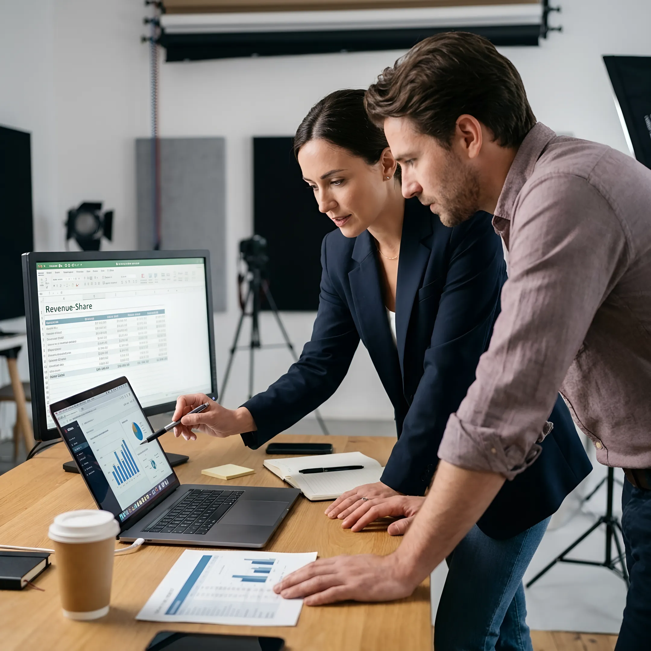 Marketing consultant reviewing campaign metrics