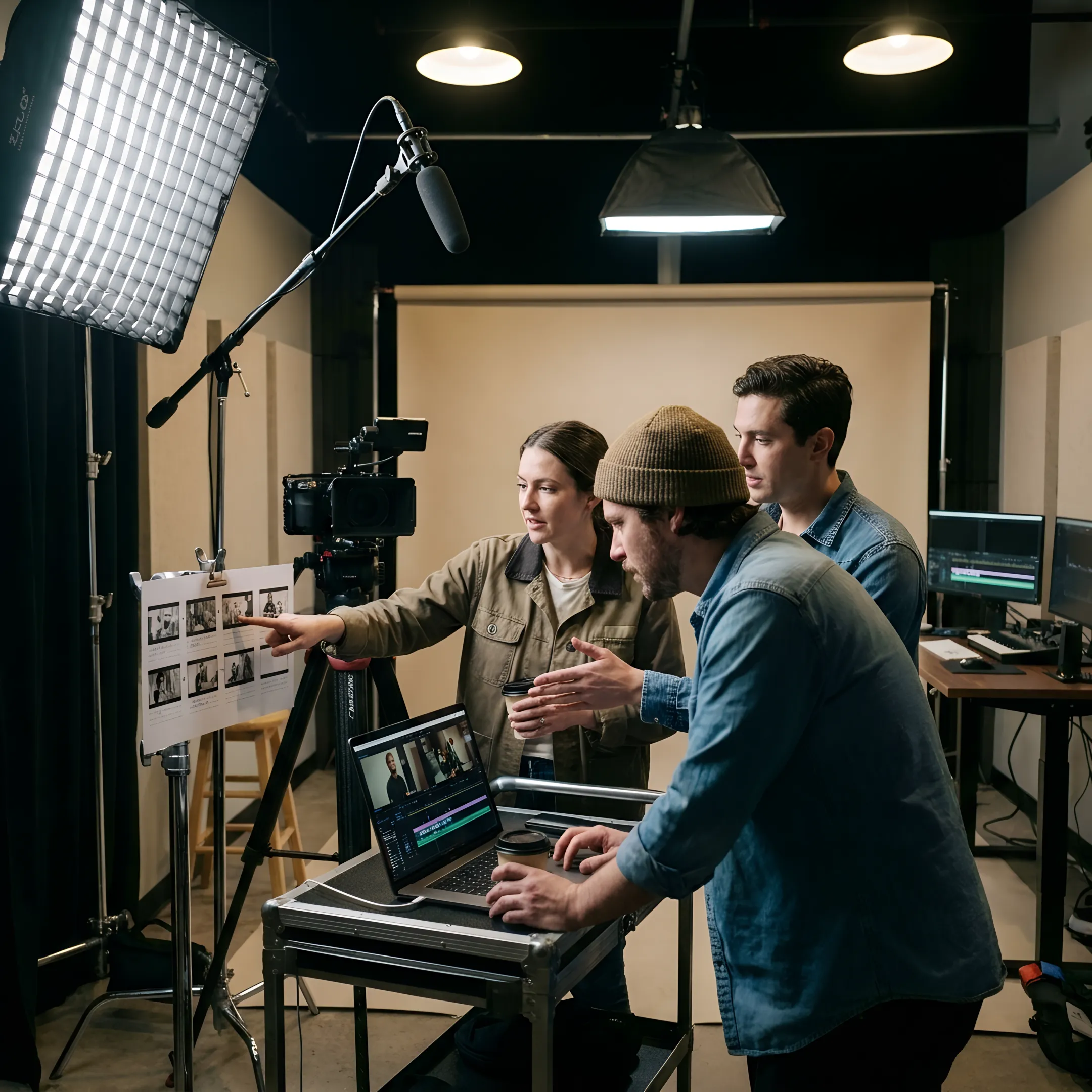 Creative team planning a branded video production