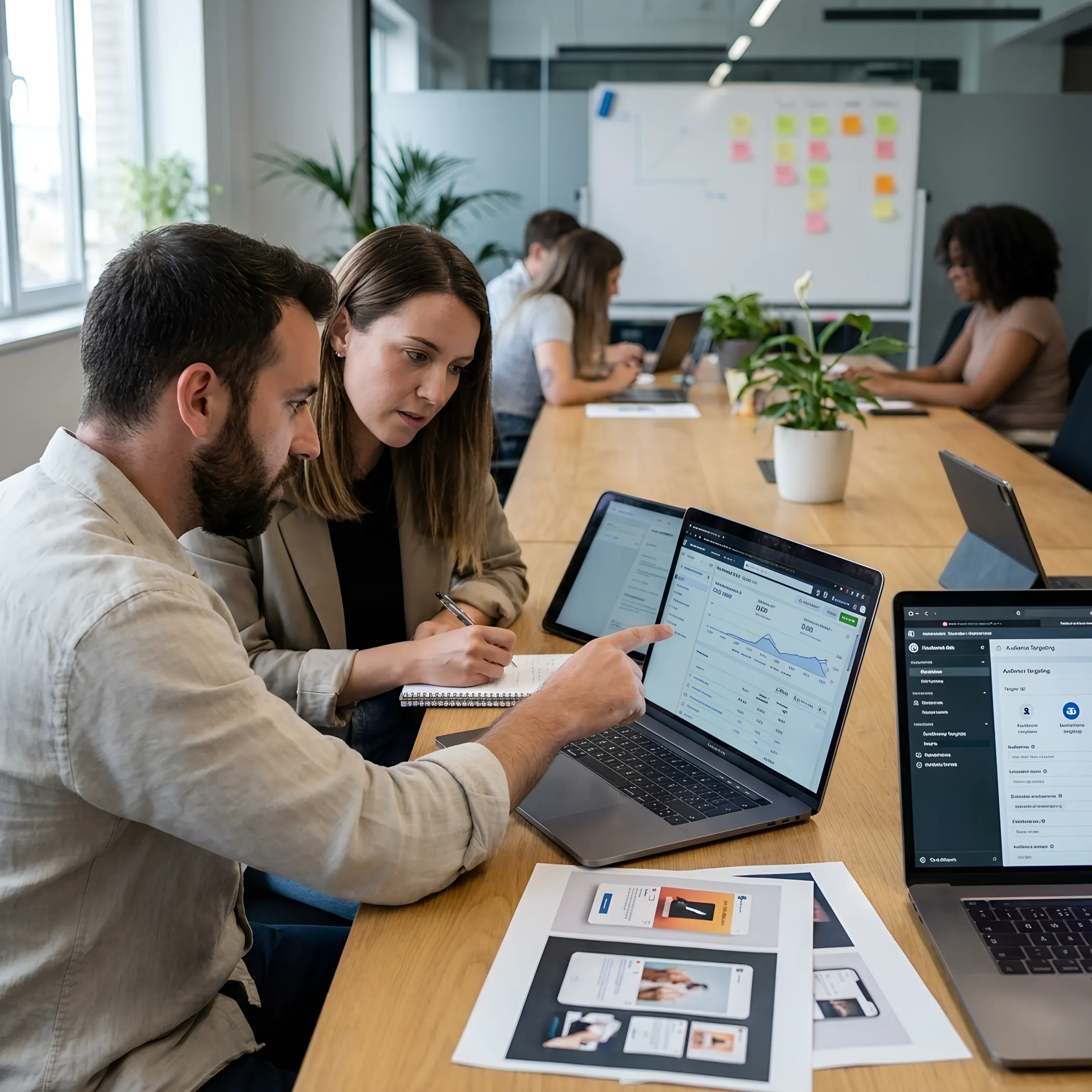 Marketing team reviewing Facebook Ads performance