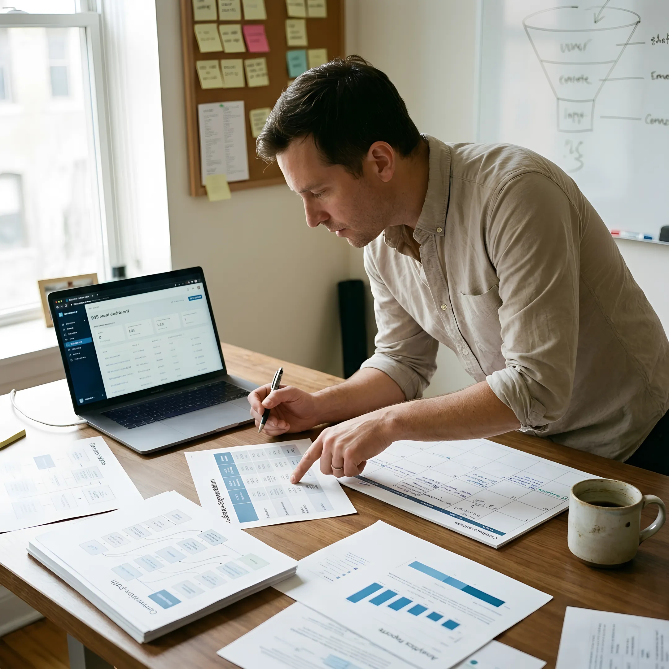 Strategist planning a B2B email marketing funnel