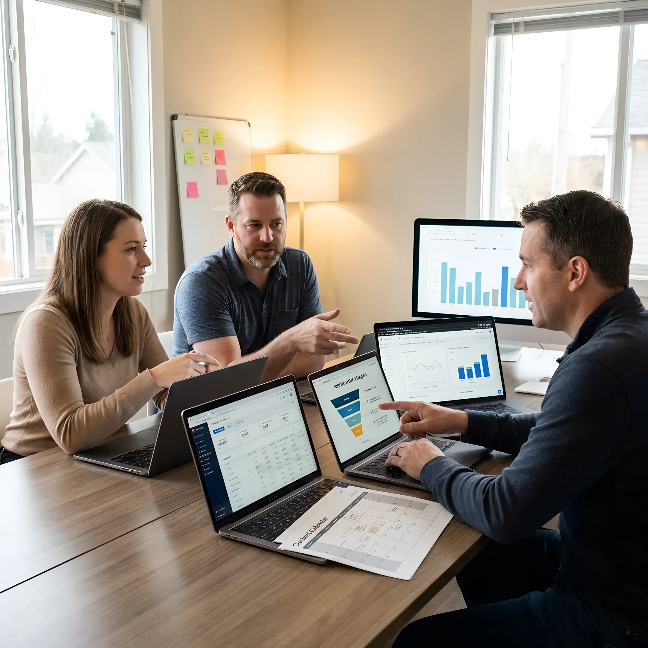 Marketing team reviewing a digital growth strategy