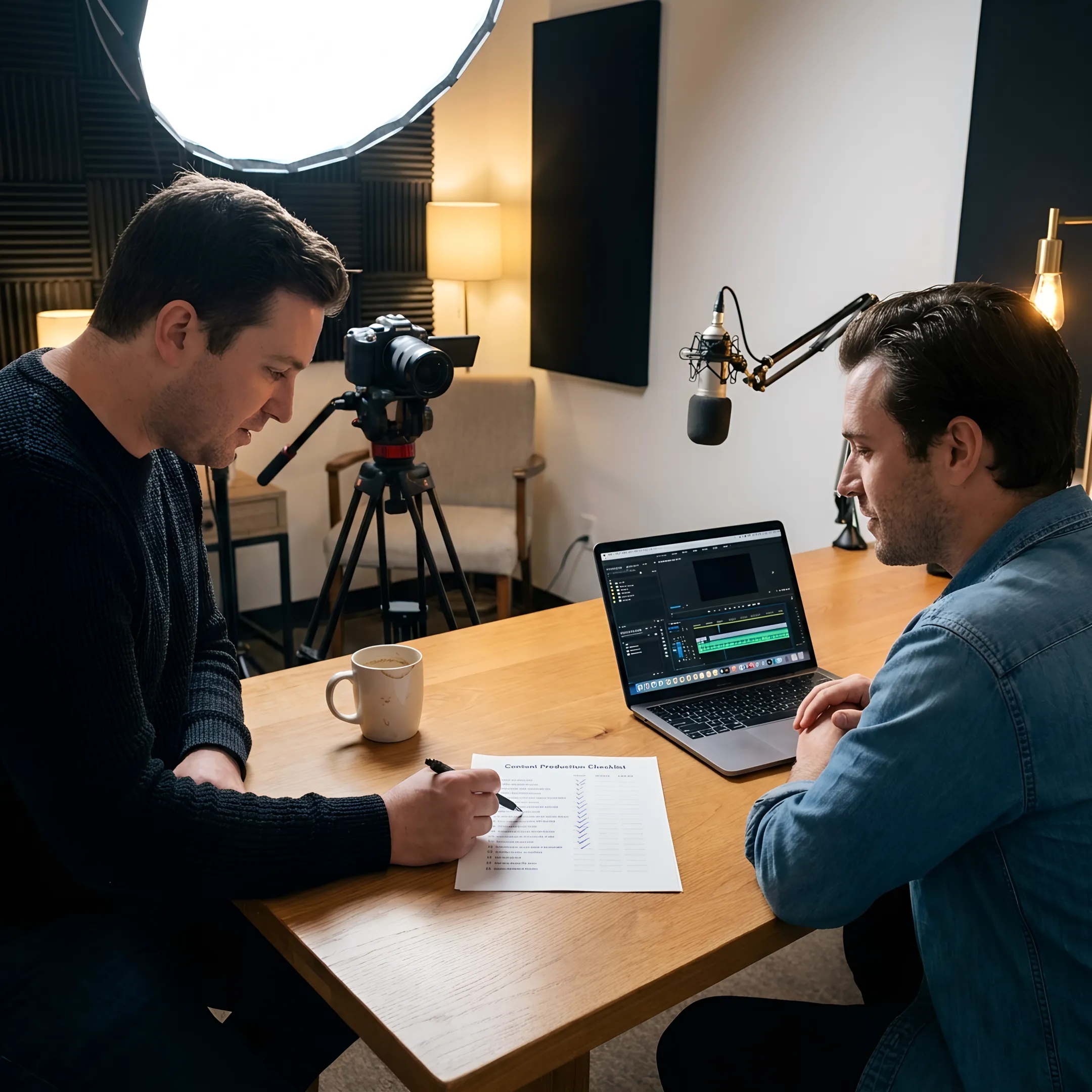 Producer and creator planning a media project