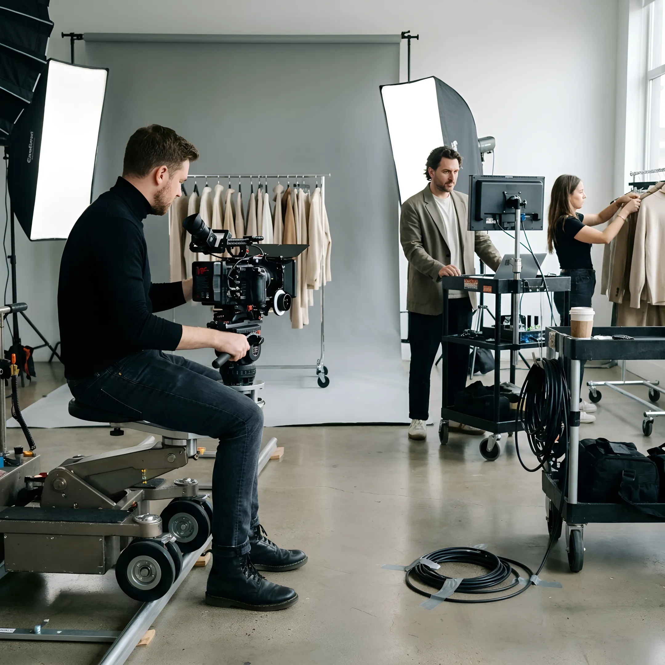 Fashion brand team filming campaign content