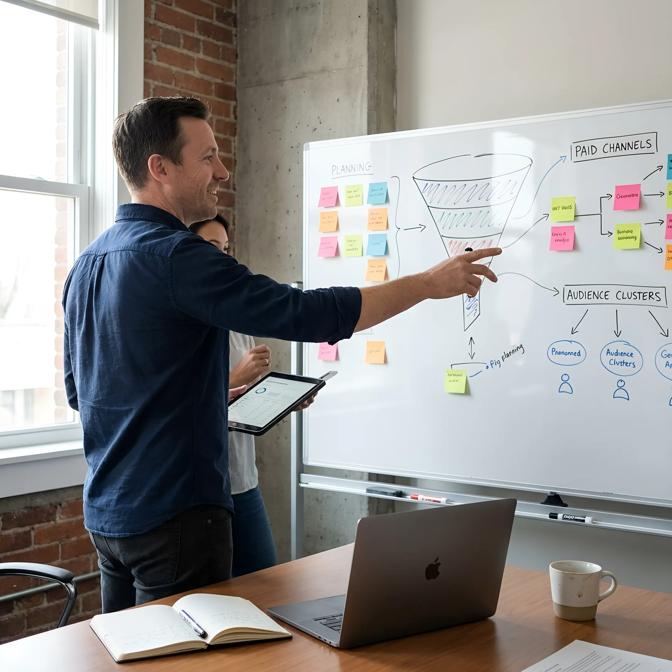 Strategist planning an integrated media campaign