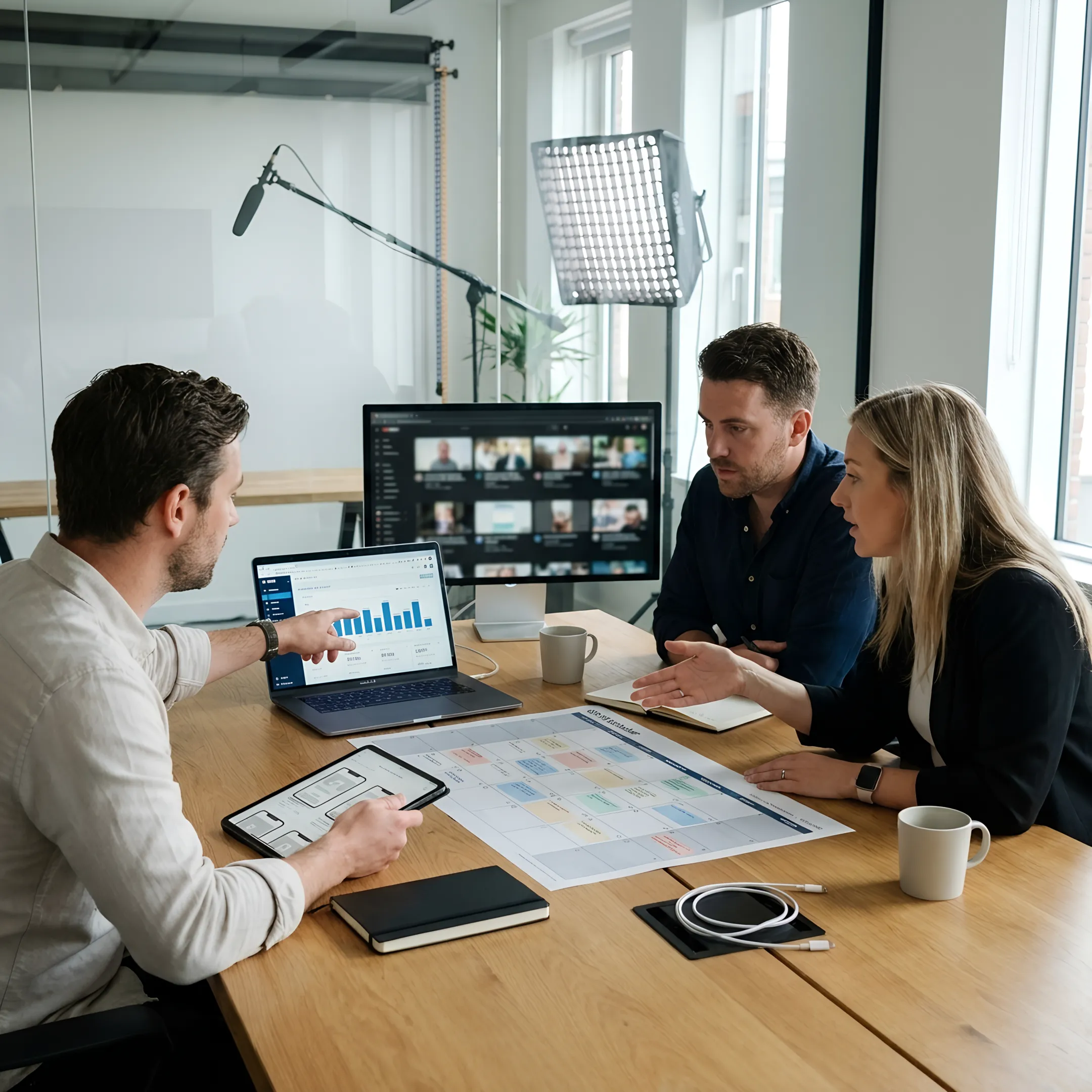 Business team reviewing social media strategy
