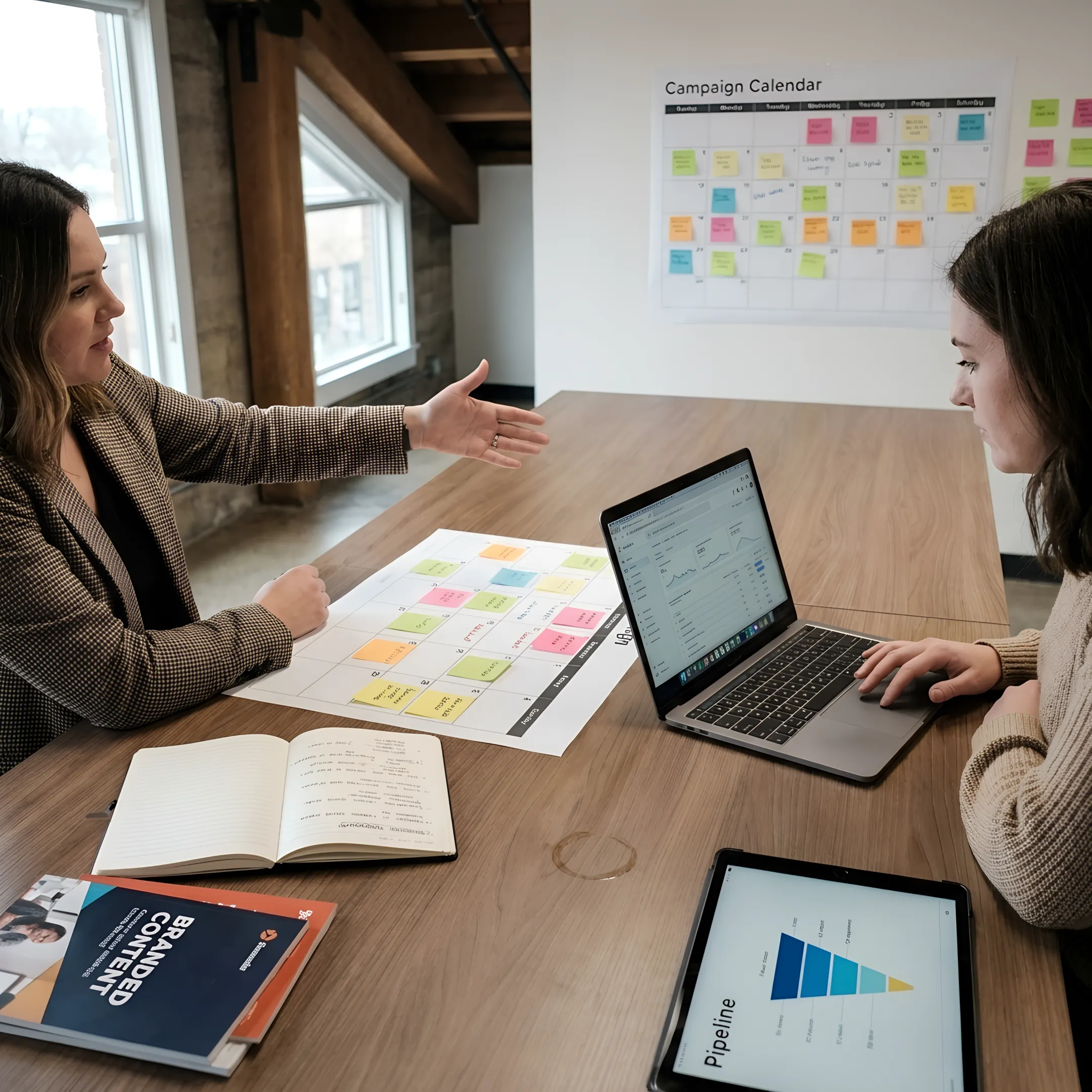 Email marketing planning session with campaign calendar