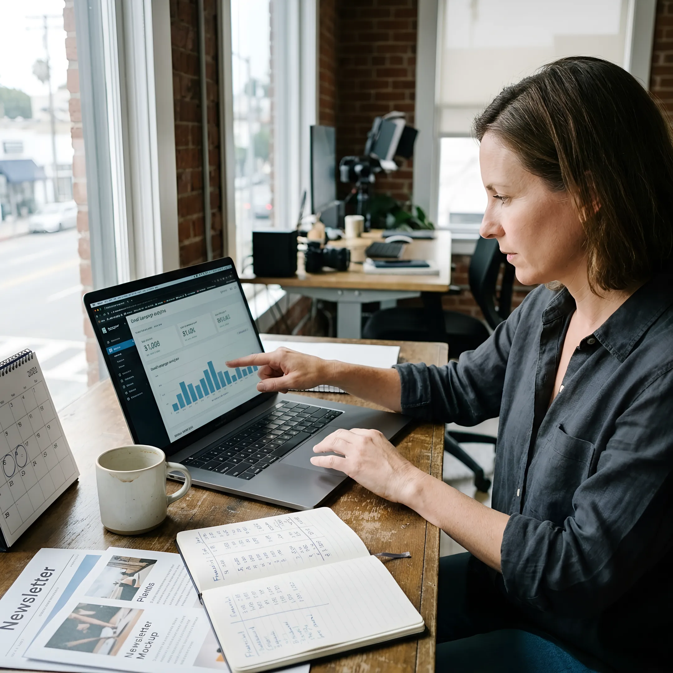 Marketing professional reviewing an email campaign budget