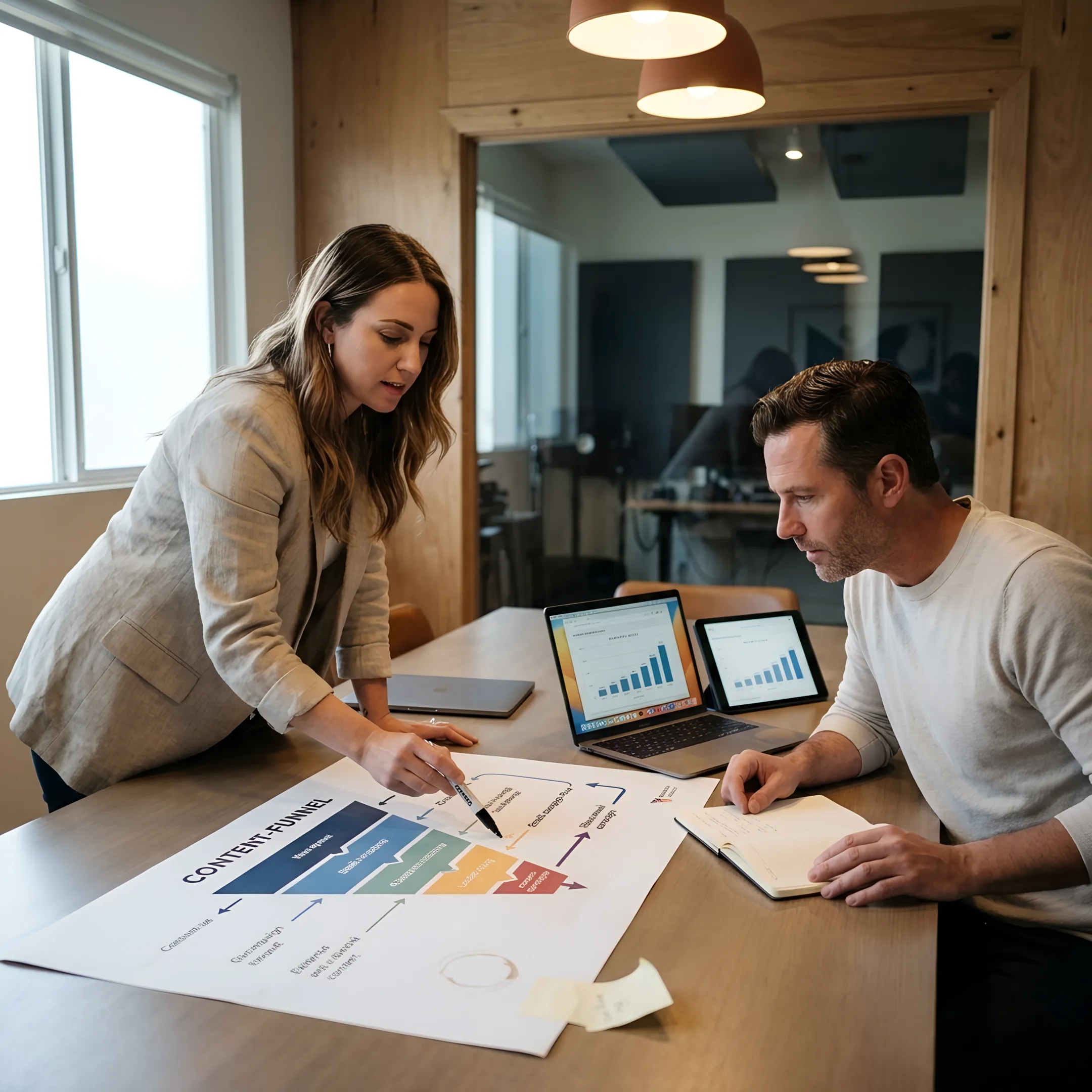 Consultant planning a content marketing and advertising strategy