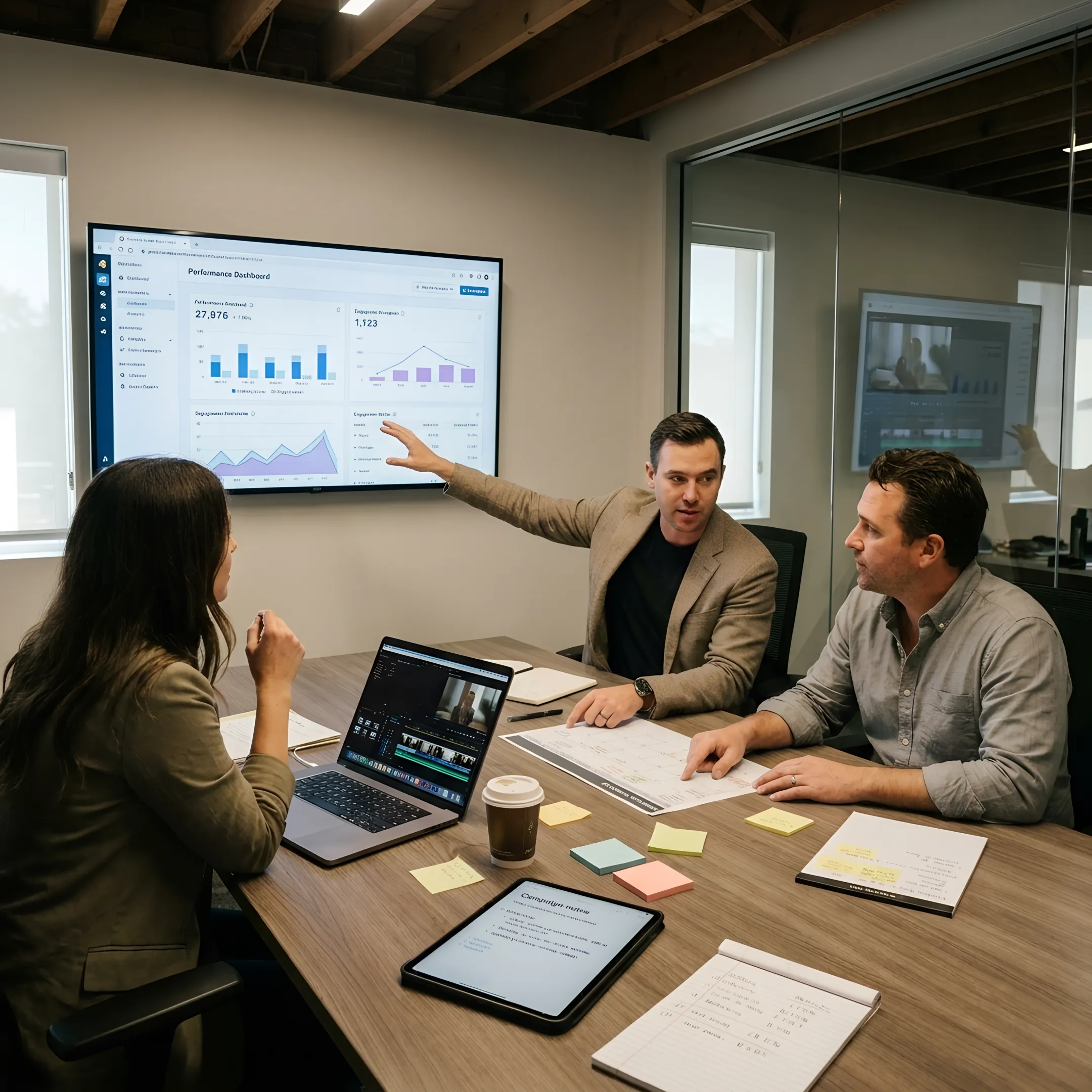 Marketing team reviewing a content strategy