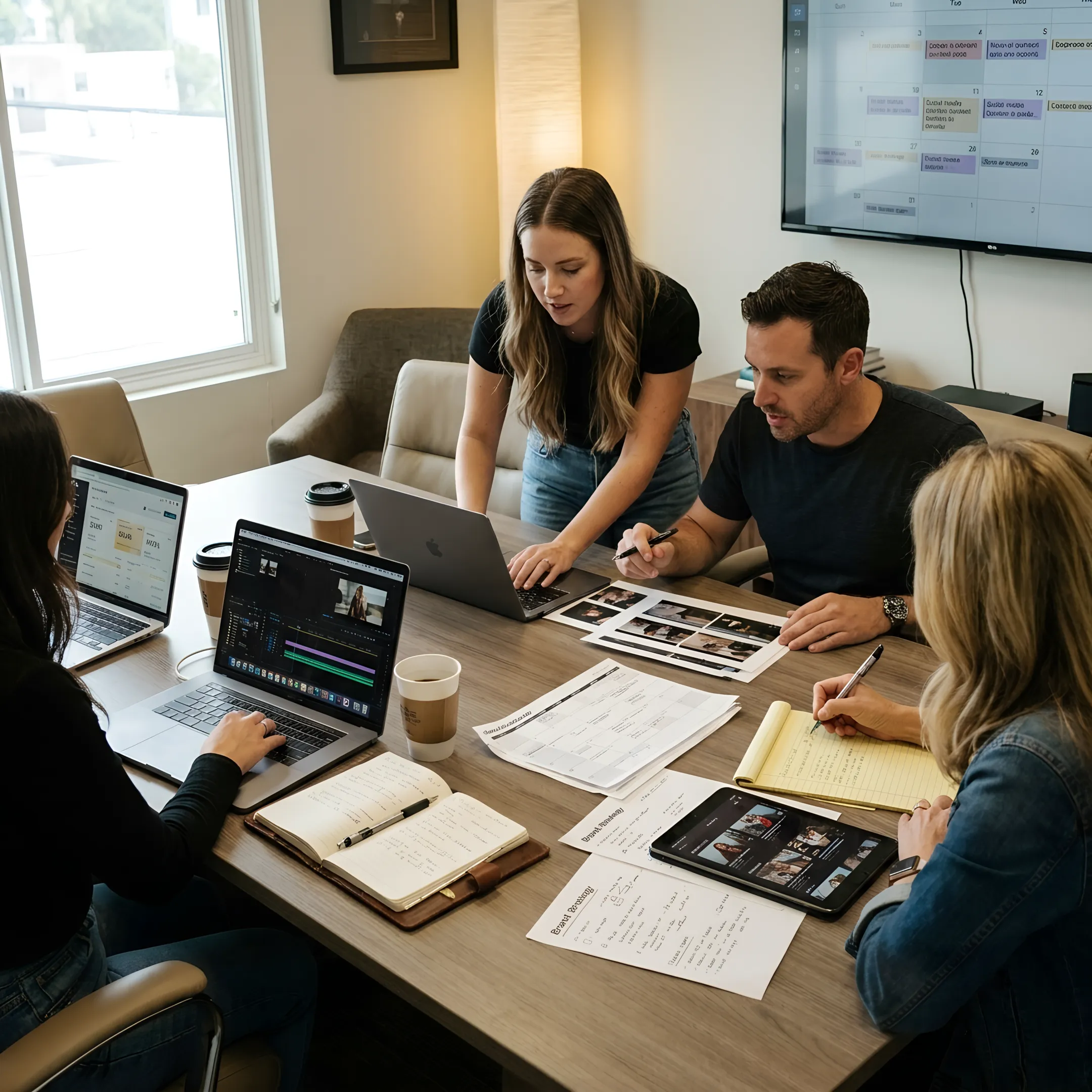 Team planning a multichannel content campaign