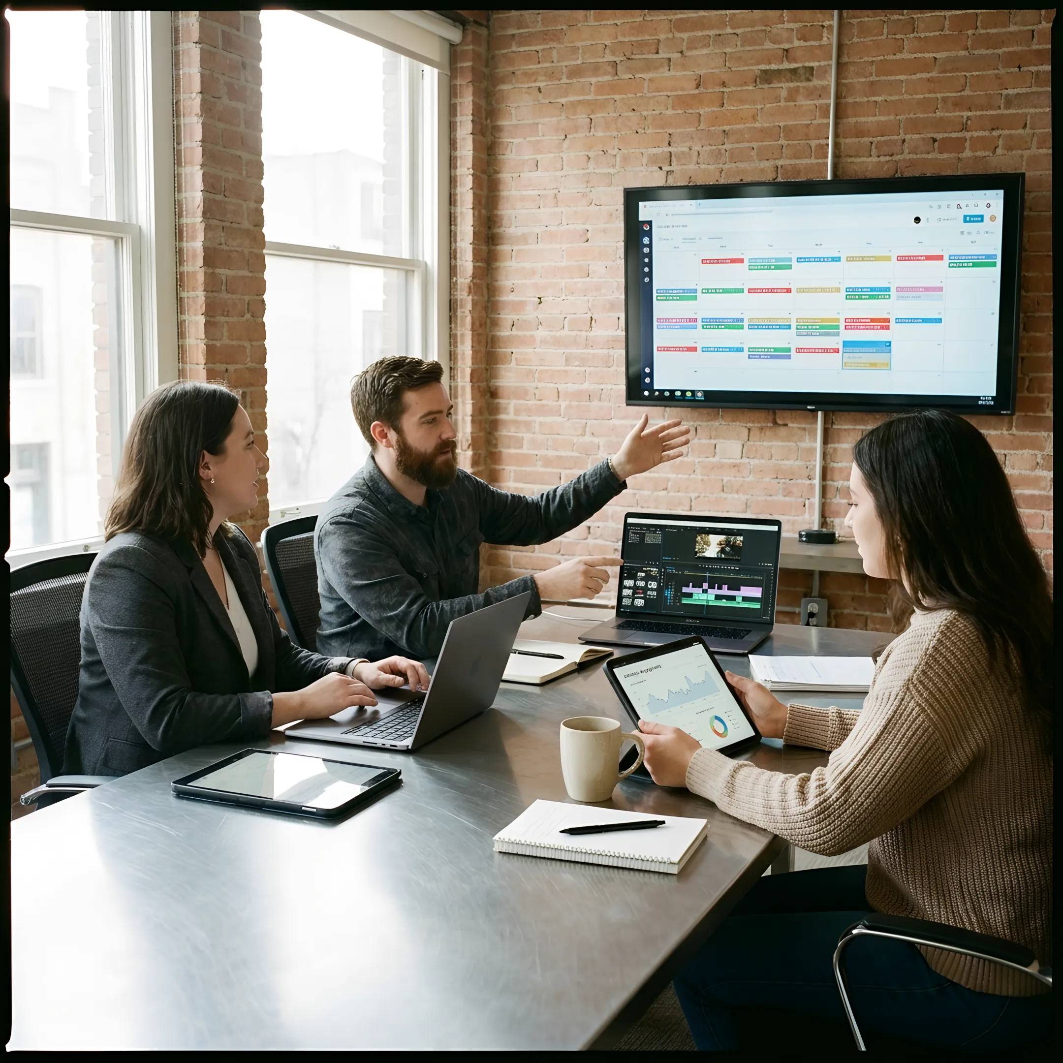 Content team planning a marketing package