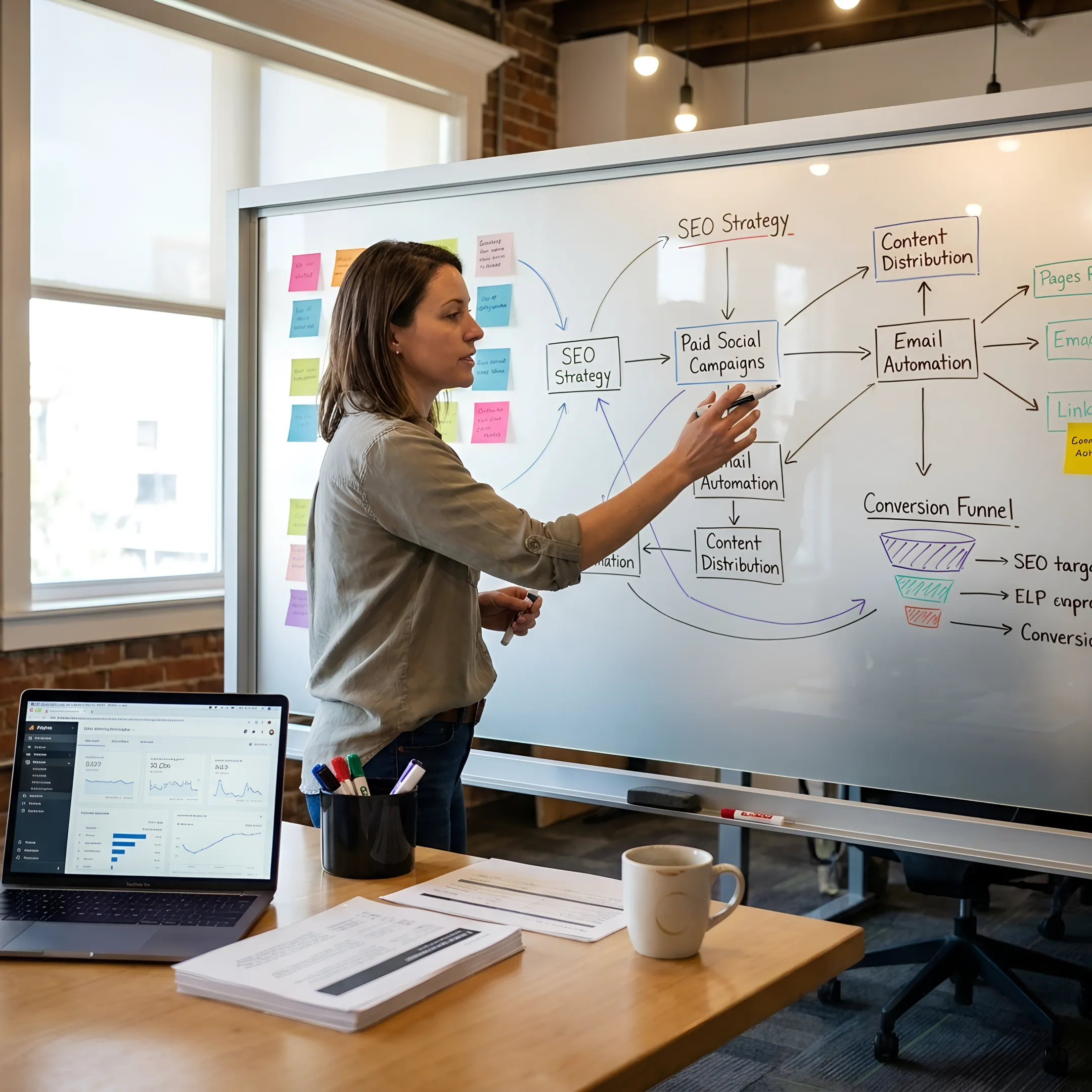 Strategist planning digital marketing channels