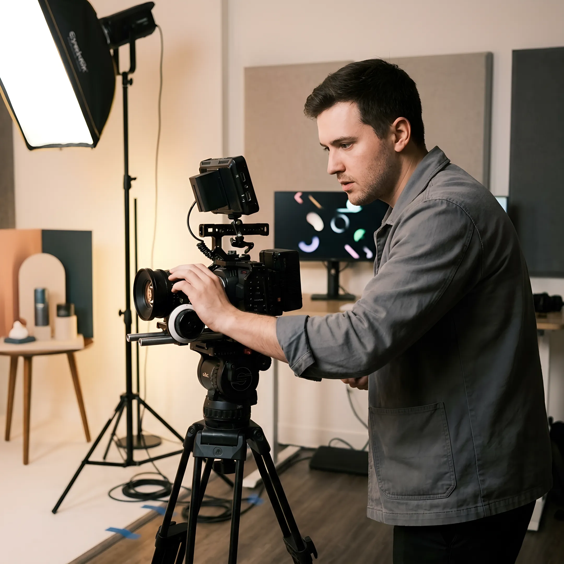 Producer filming a branded video advertisement