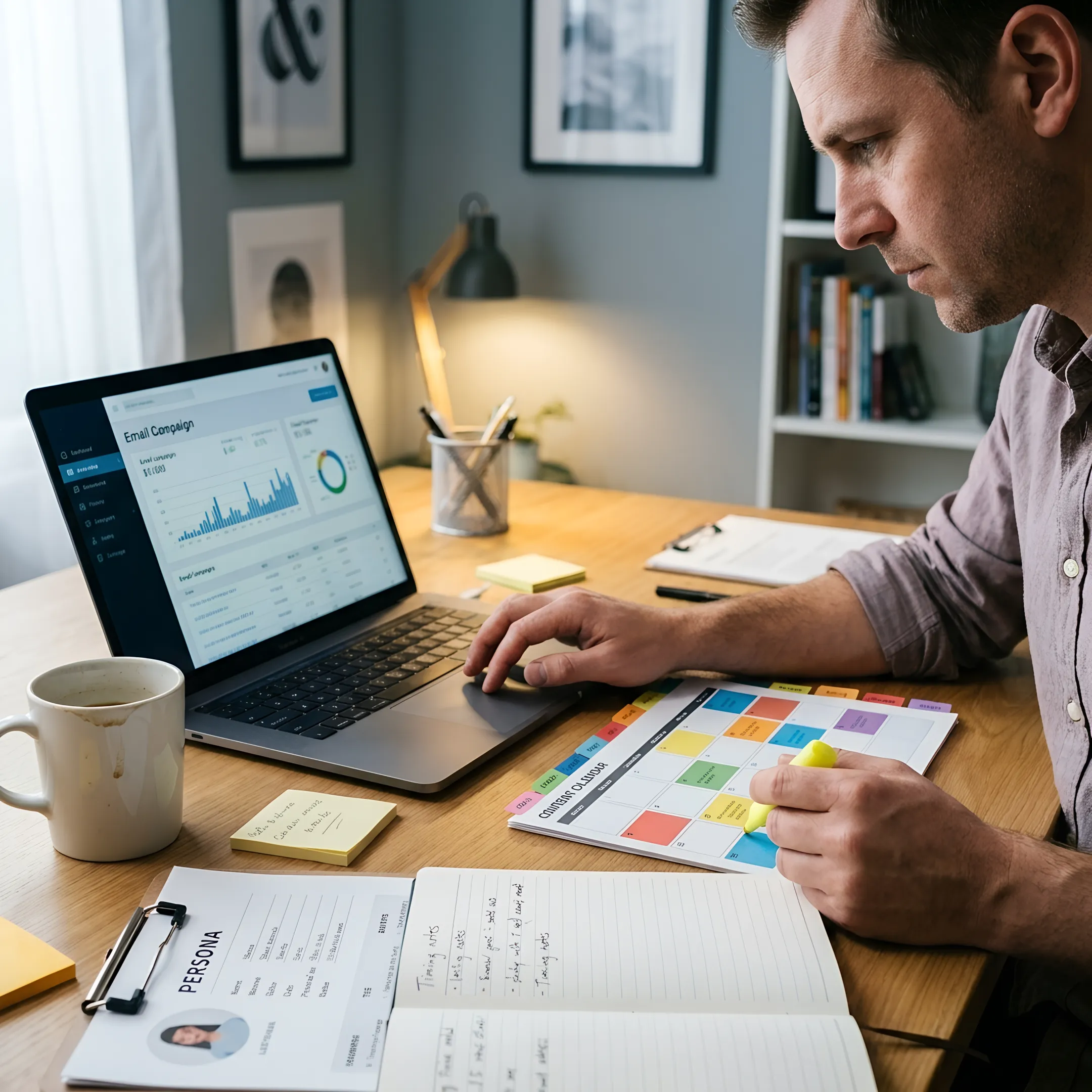 Marketer planning an email campaign