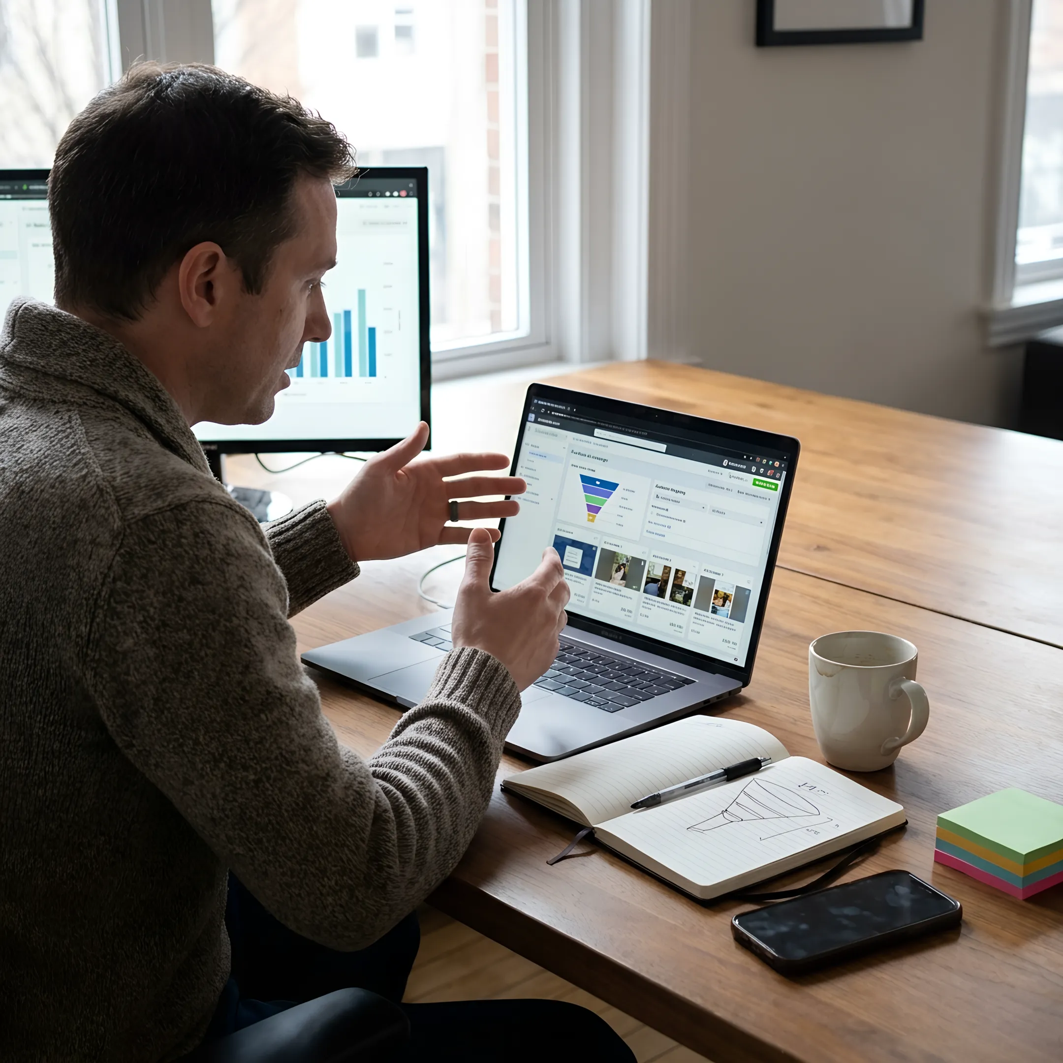 Strategist planning a Facebook advertising campaign