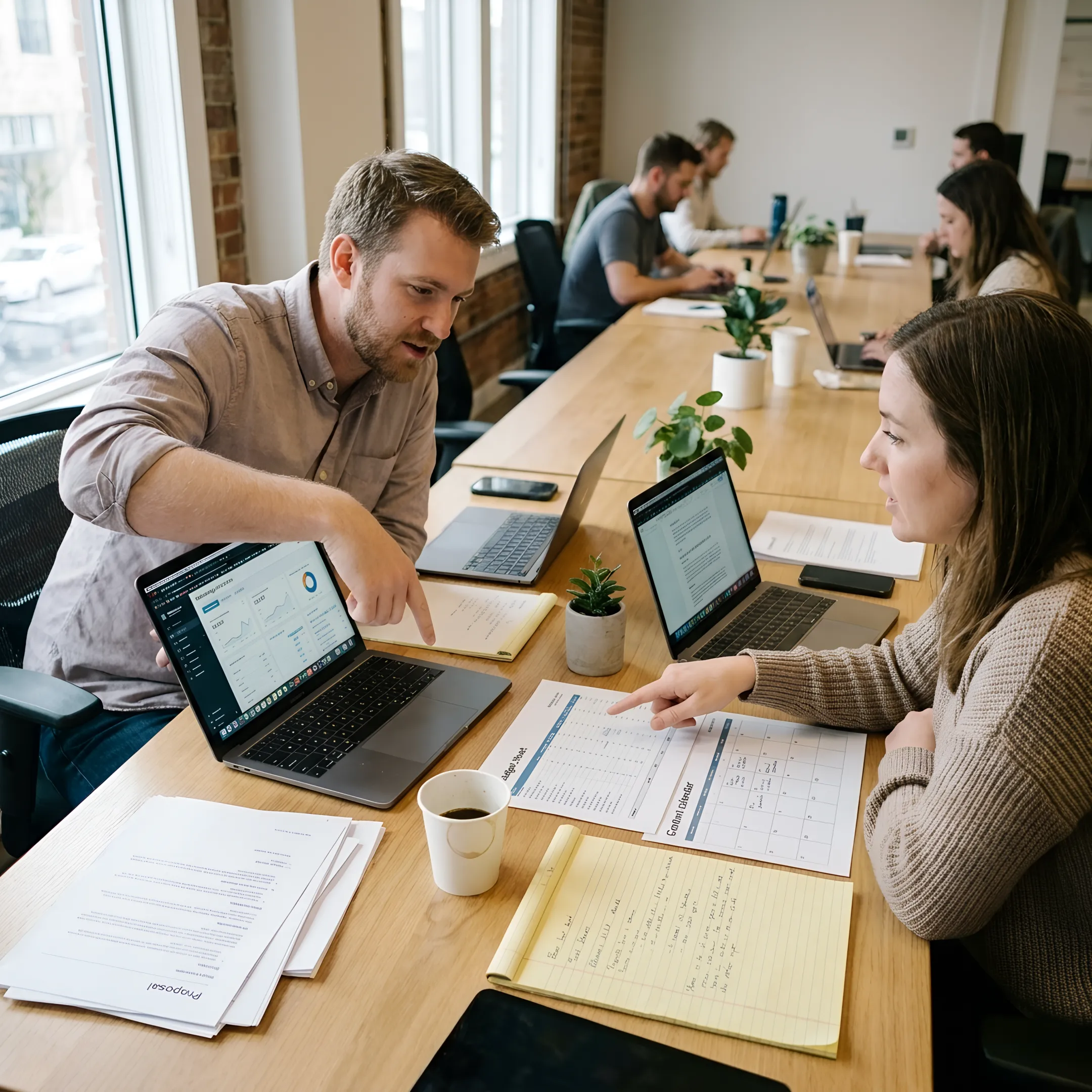 Startup founders reviewing digital agency options