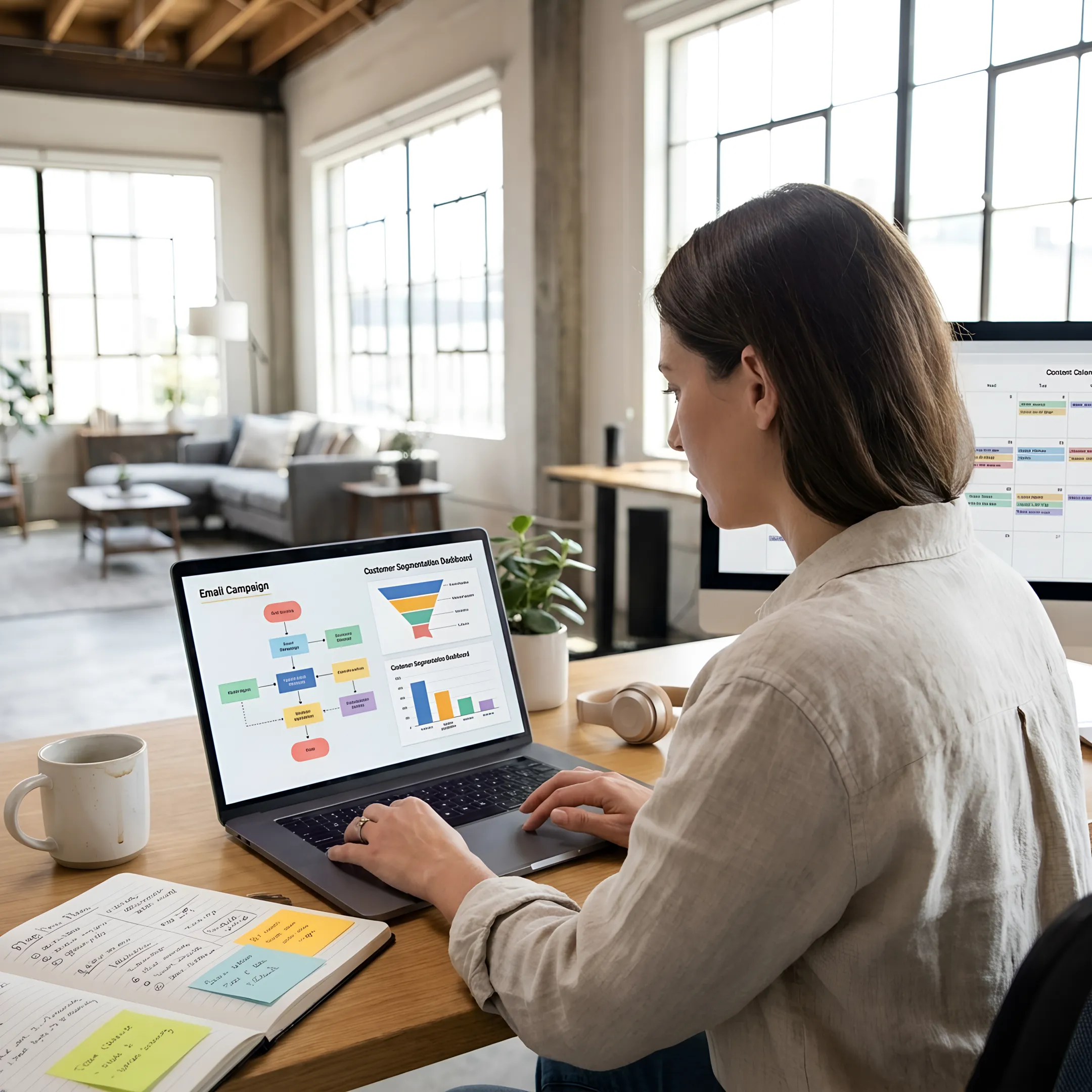 Marketing specialist planning a SaaS email campaign