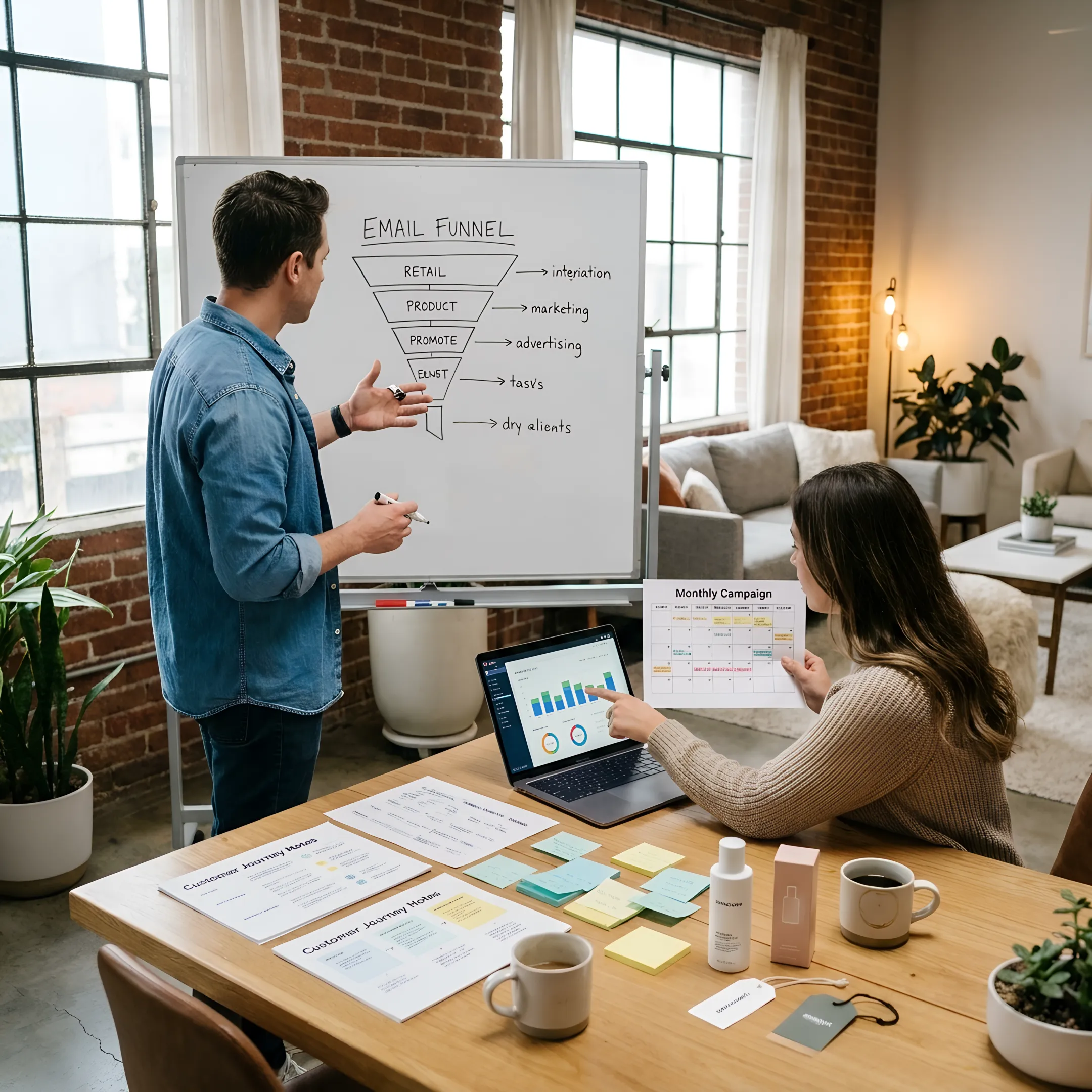 Team mapping an email marketing funnel