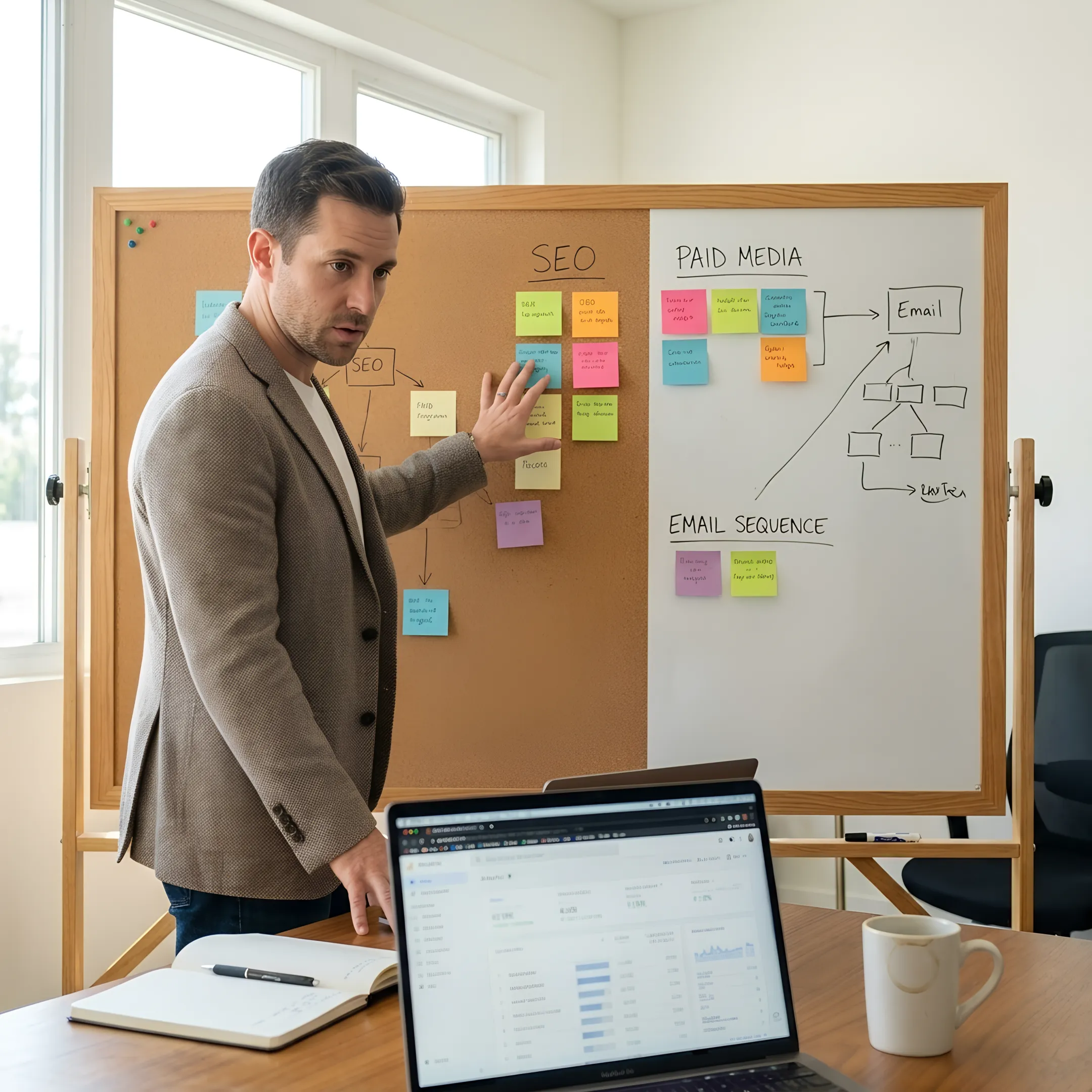 Strategist planning a digital marketing campaign