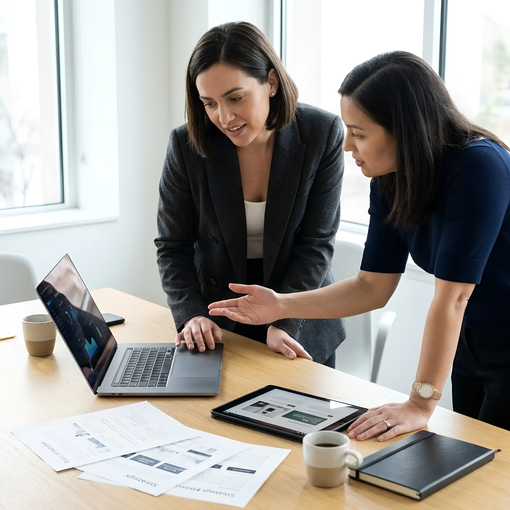 Business team reviewing a digital marketing strategy