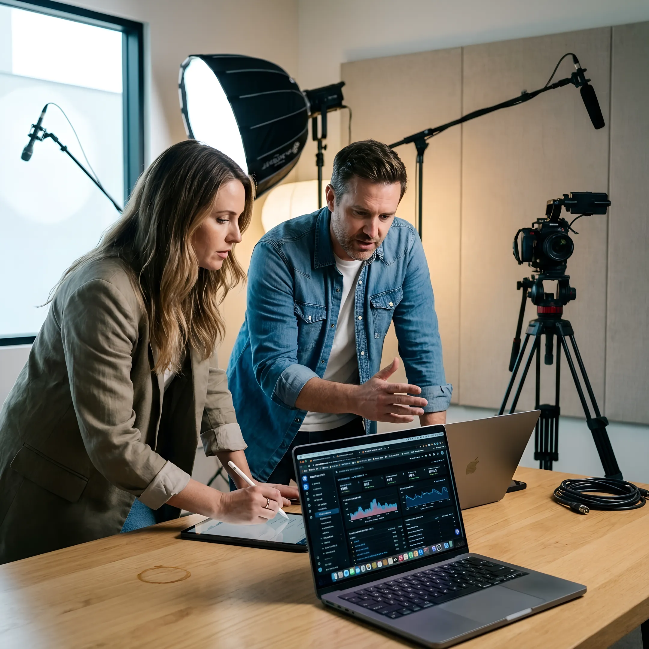 Marketing team reviewing campaign performance