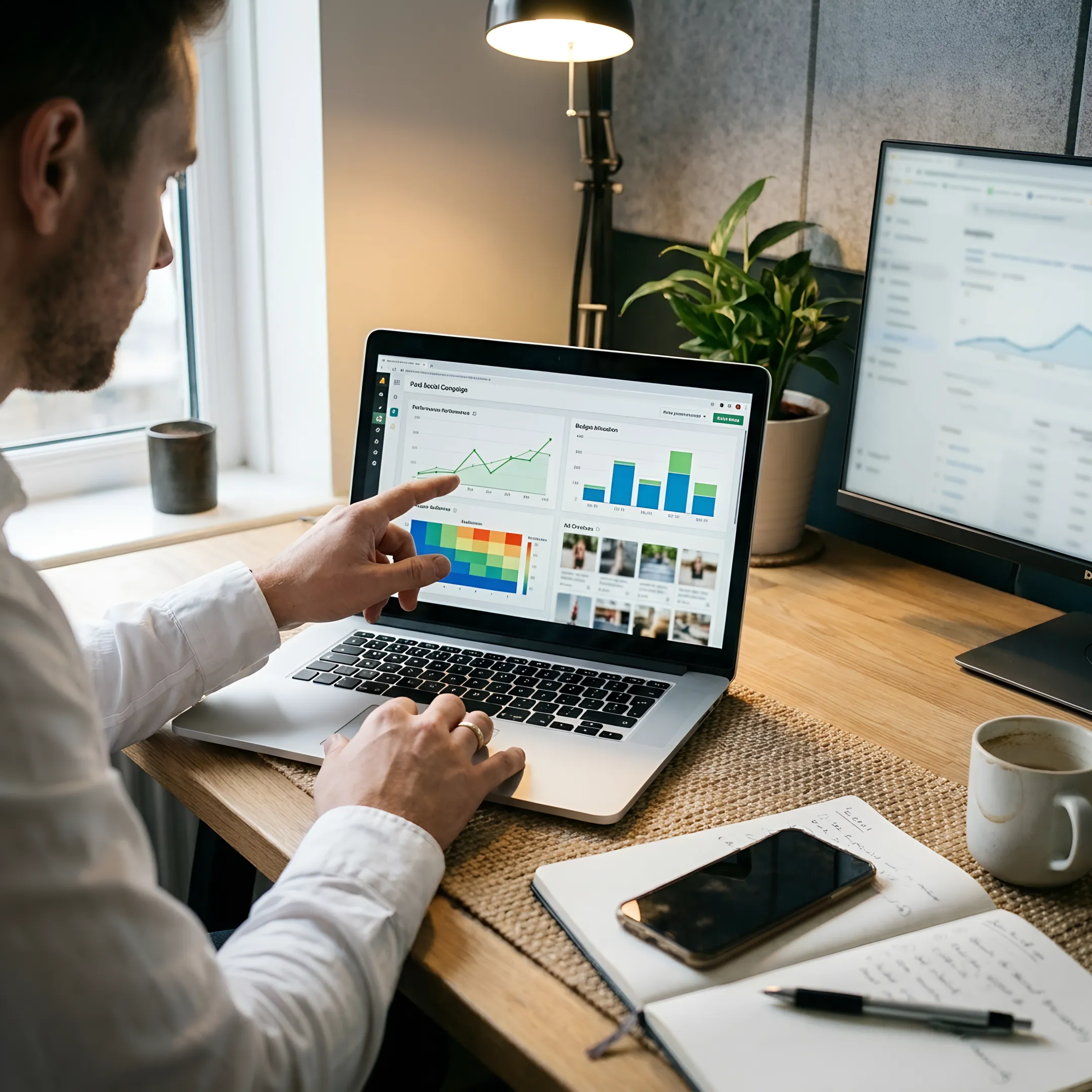 Marketer reviewing social advertising costs
