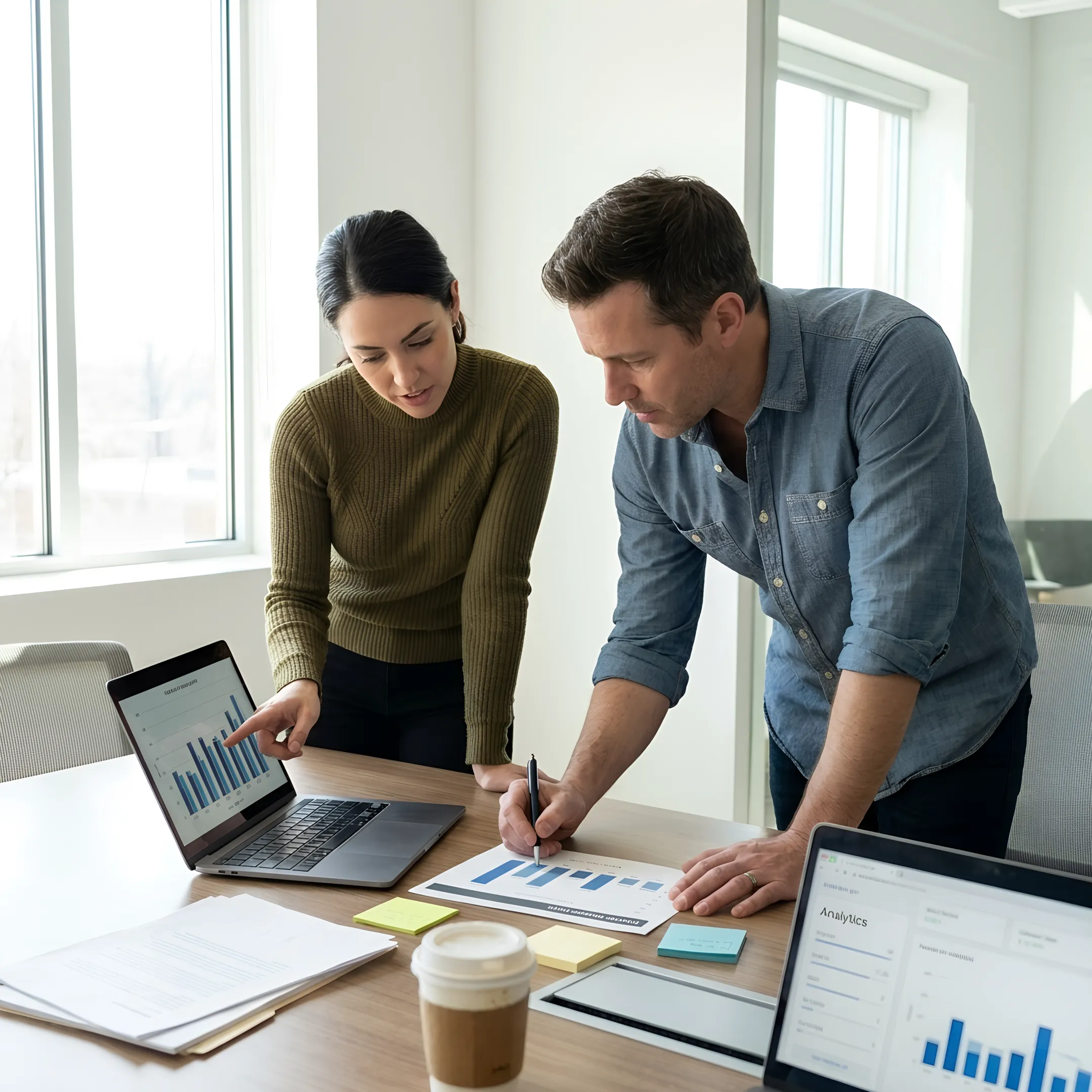 Marketing team reviewing campaign performance