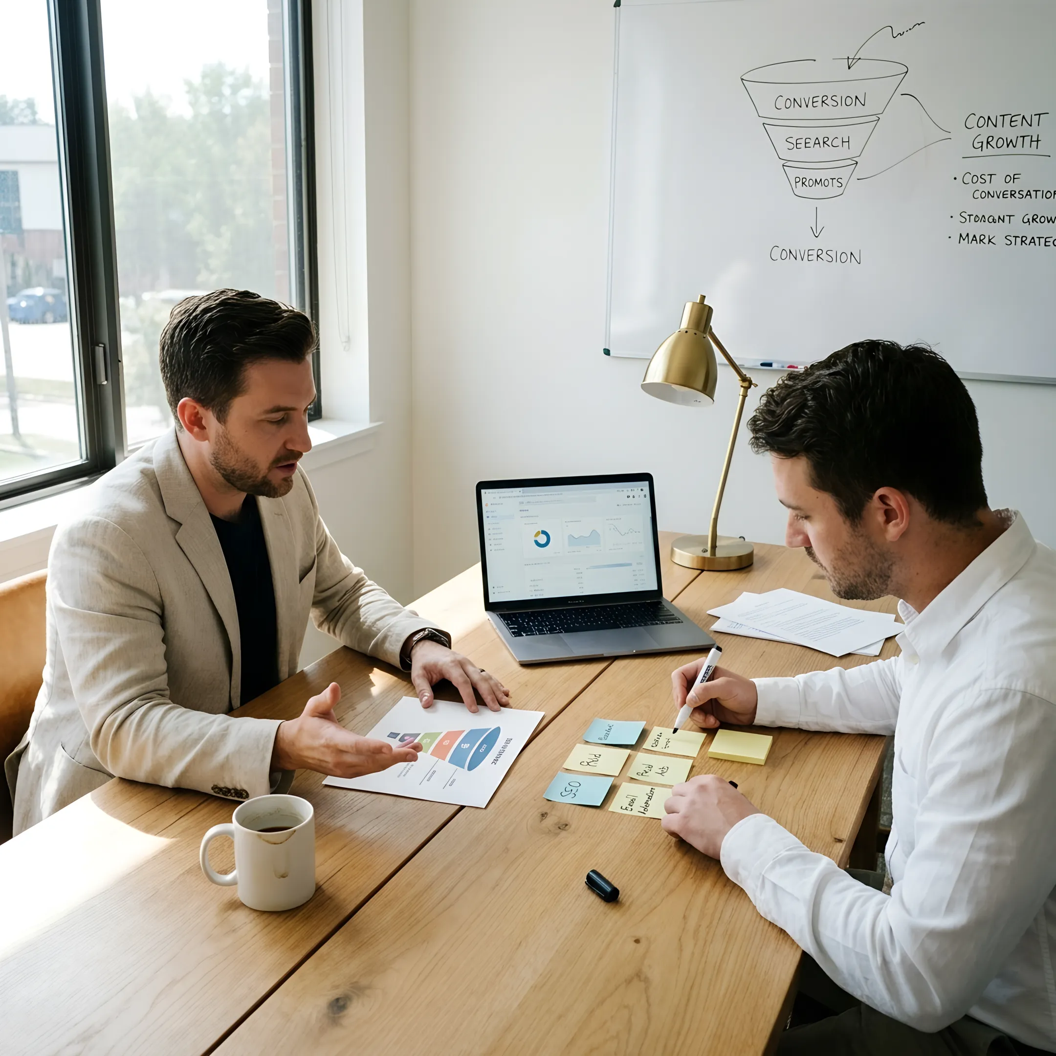 Strategists planning a multichannel marketing campaign