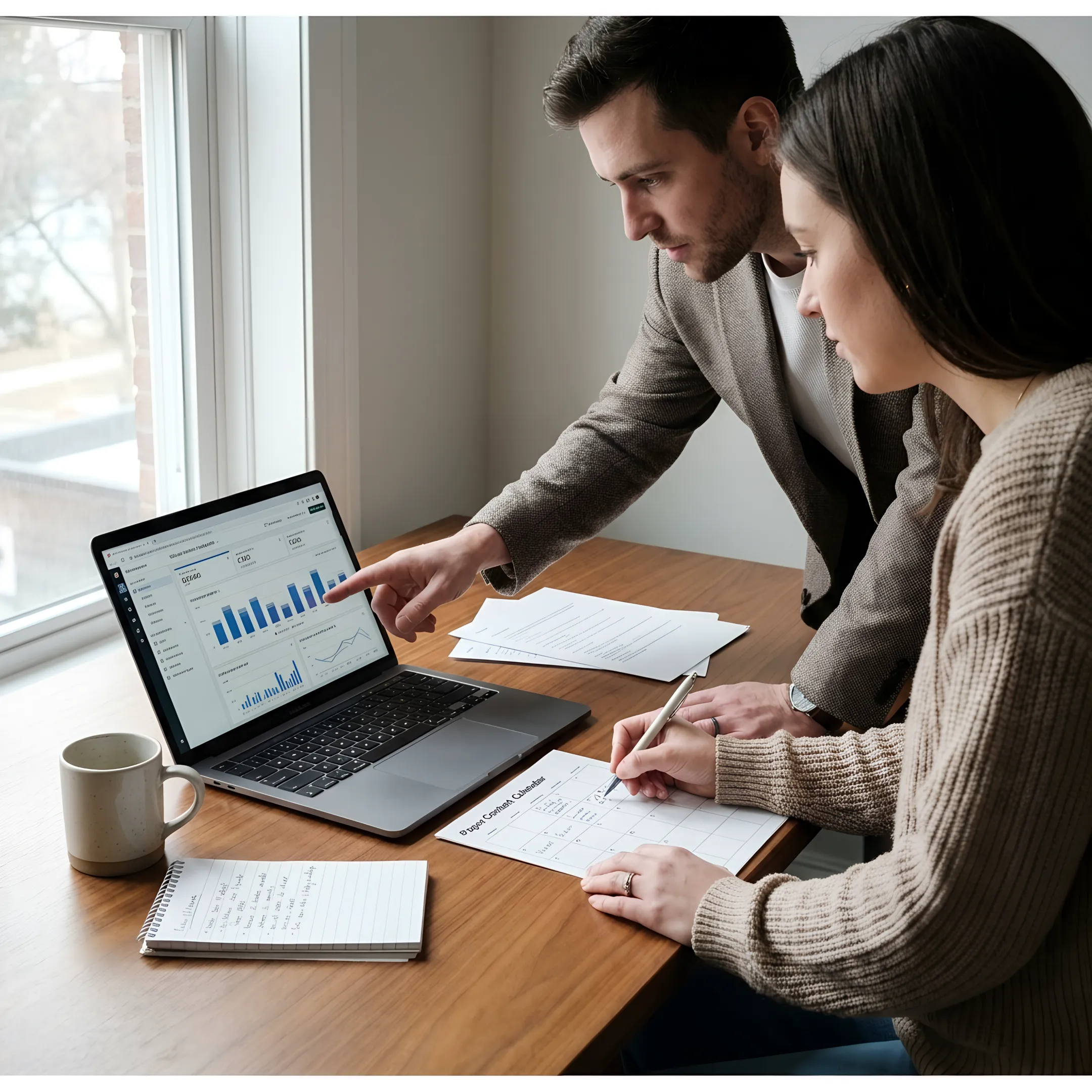 Business owner reviewing a social media strategy