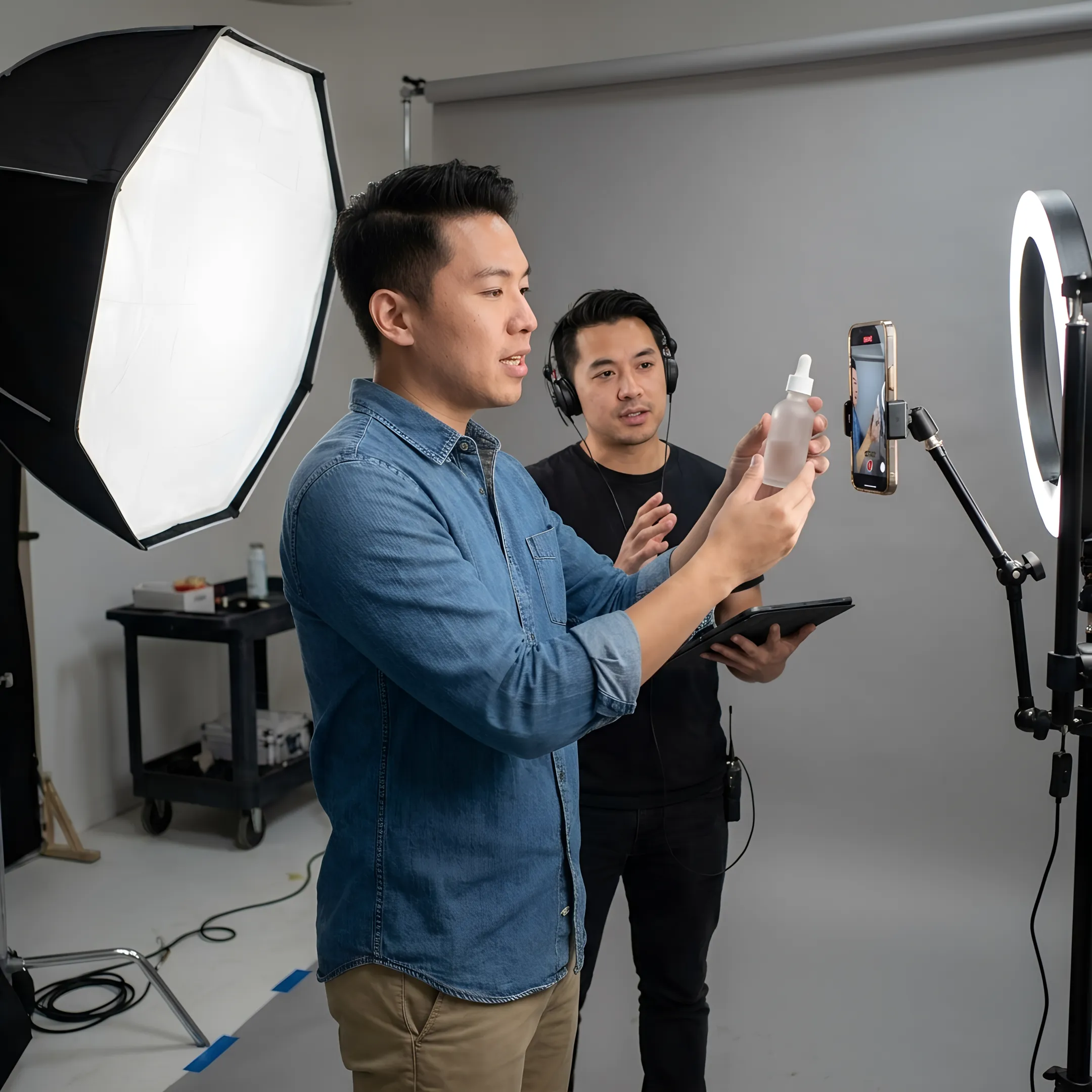 Creator filming branded social video content