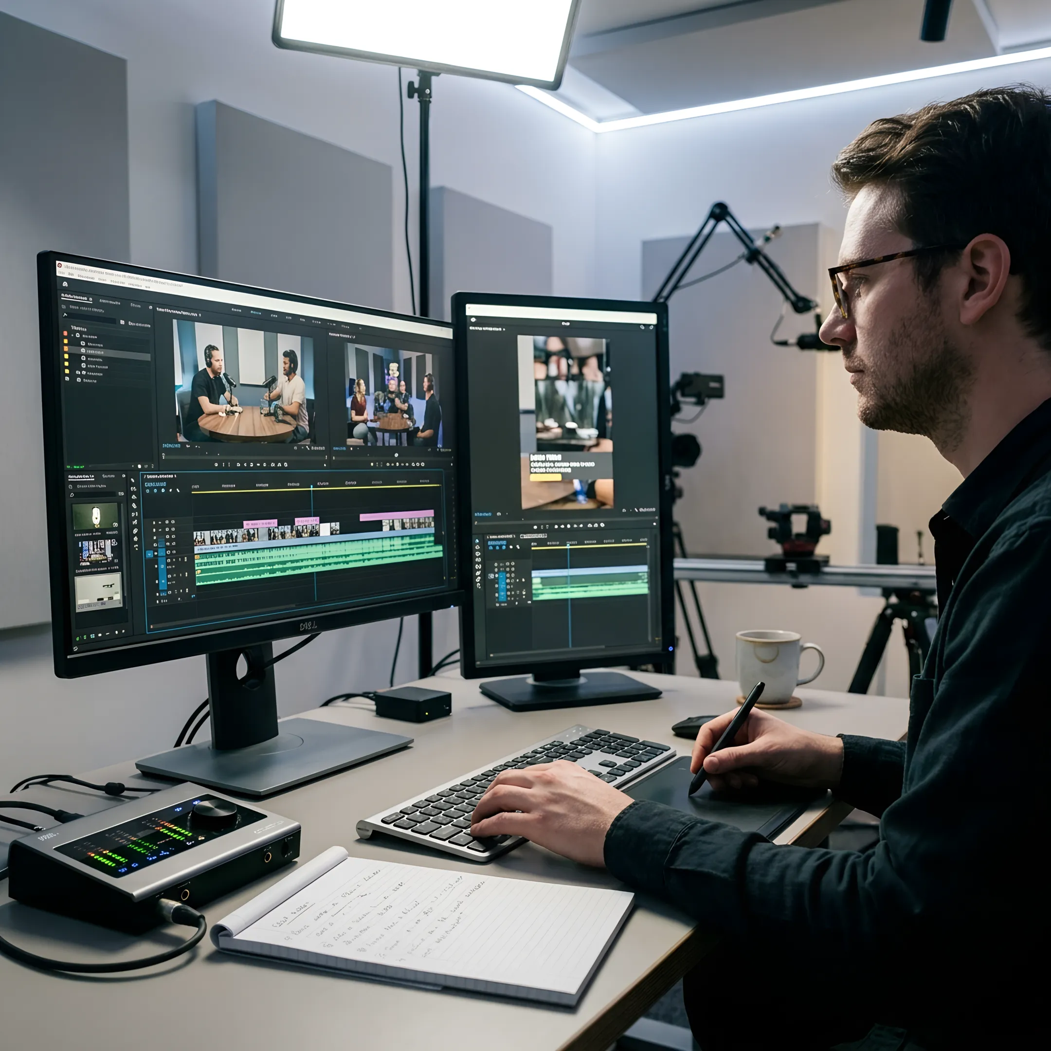 Editor preparing short-form social video clips