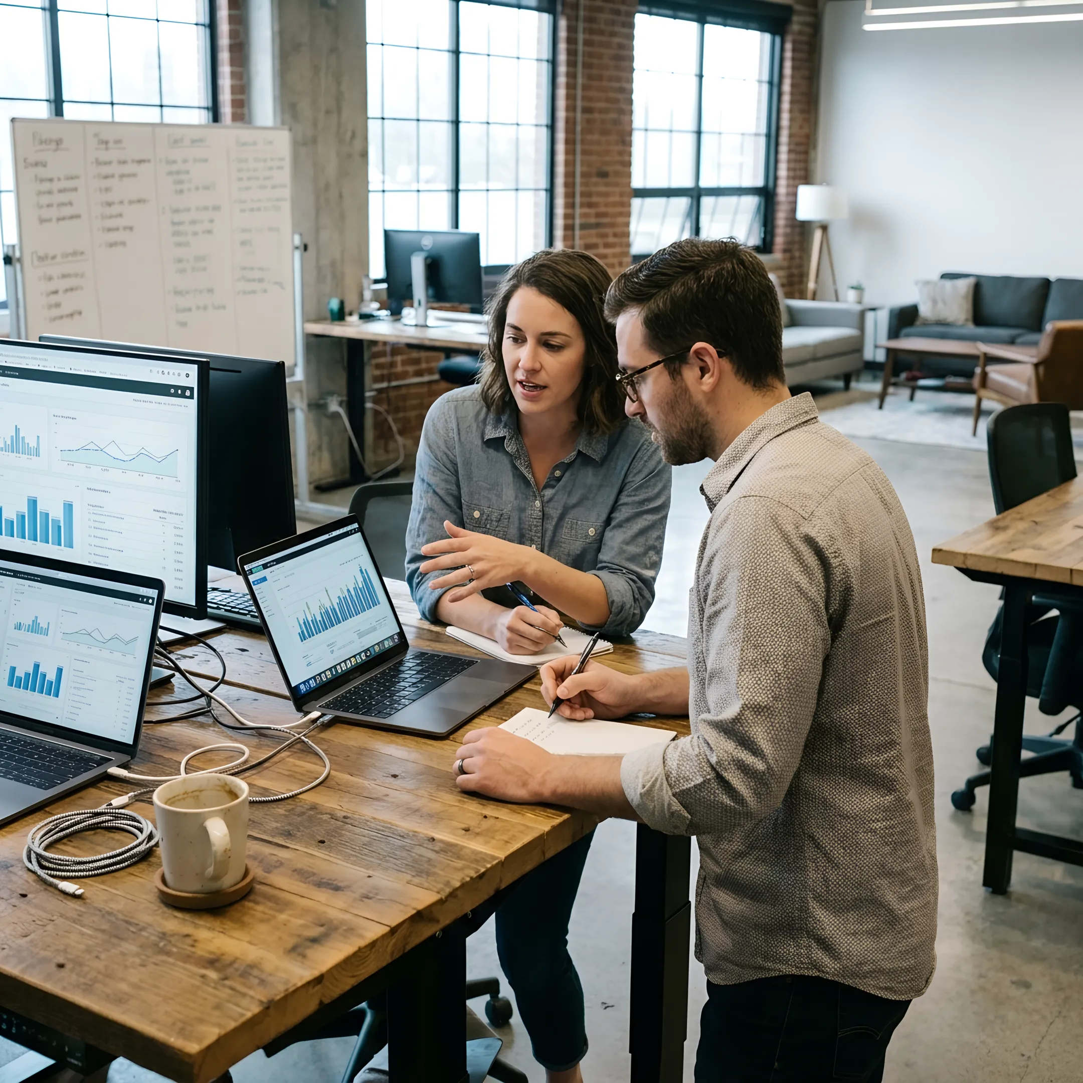 Marketing team reviewing an email campaign