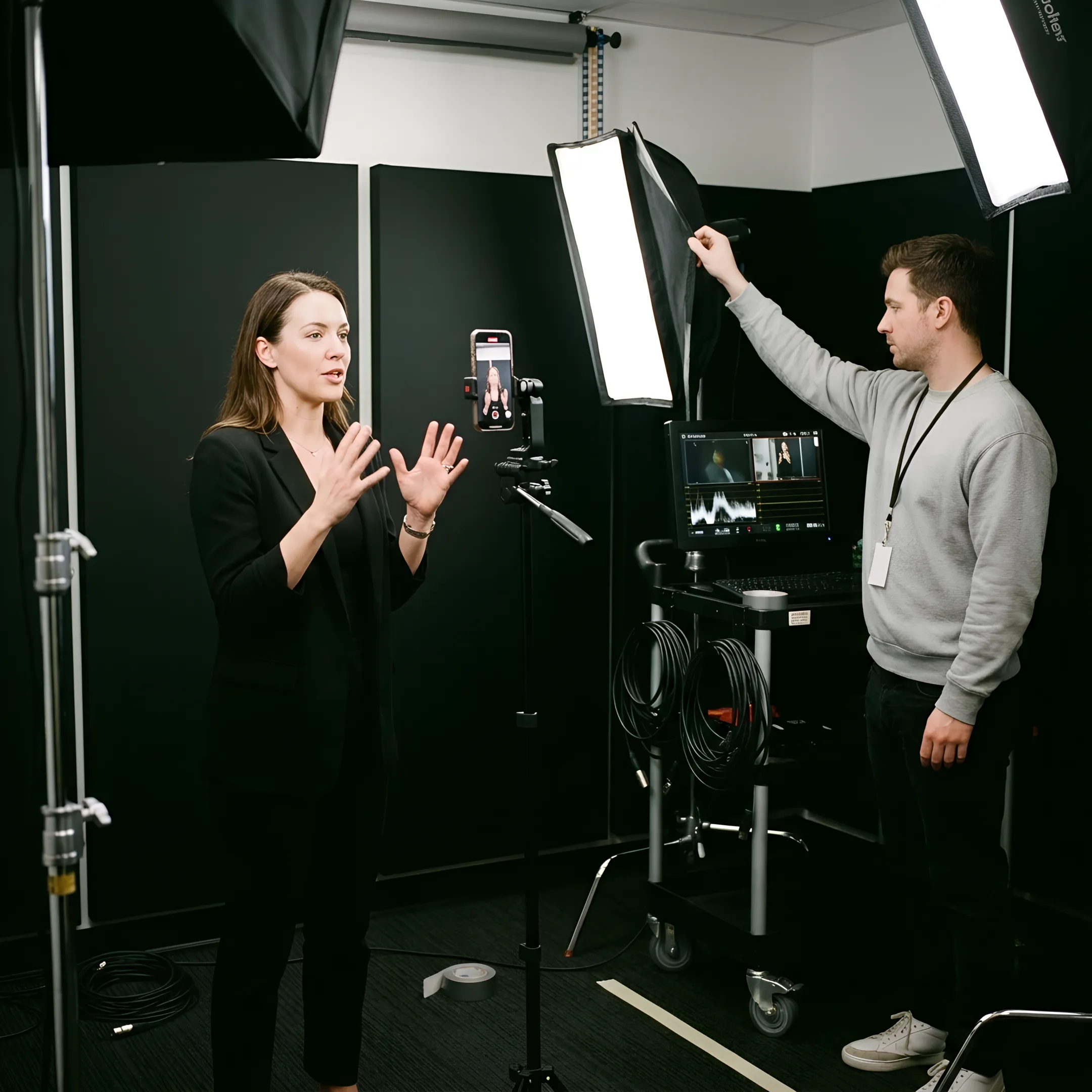 Producer creating social video advertising content