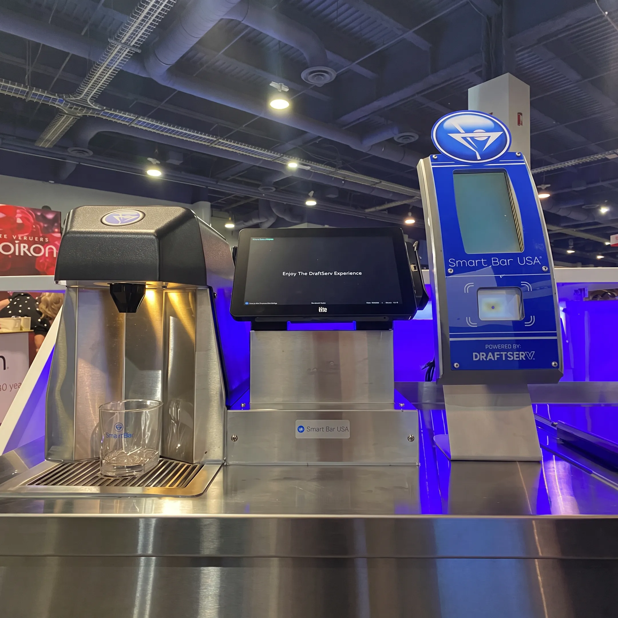Self-ordering kiosk integrated into a restaurant service area