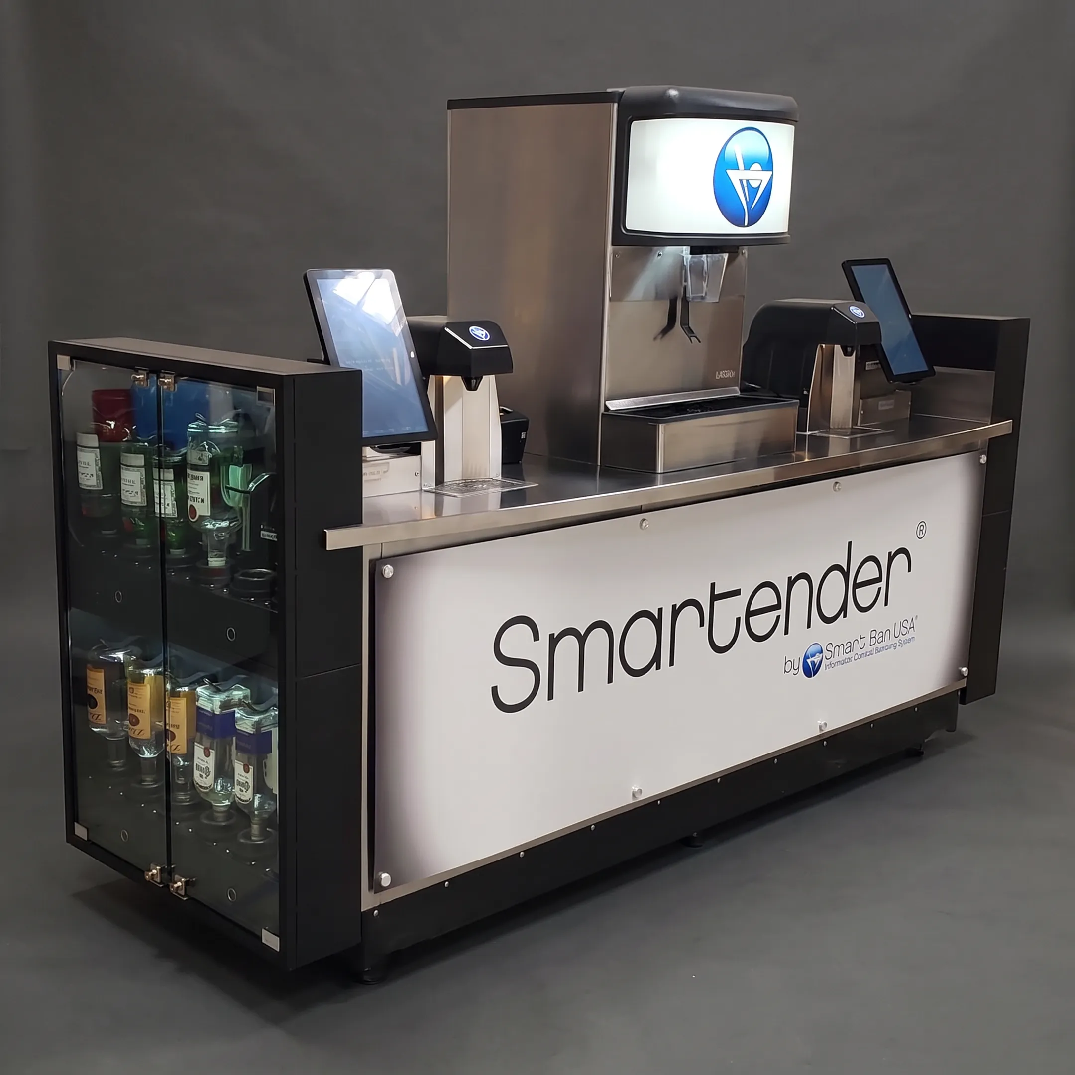 Automated beverage dispenser serving cocktails in a modern hospitality venue
