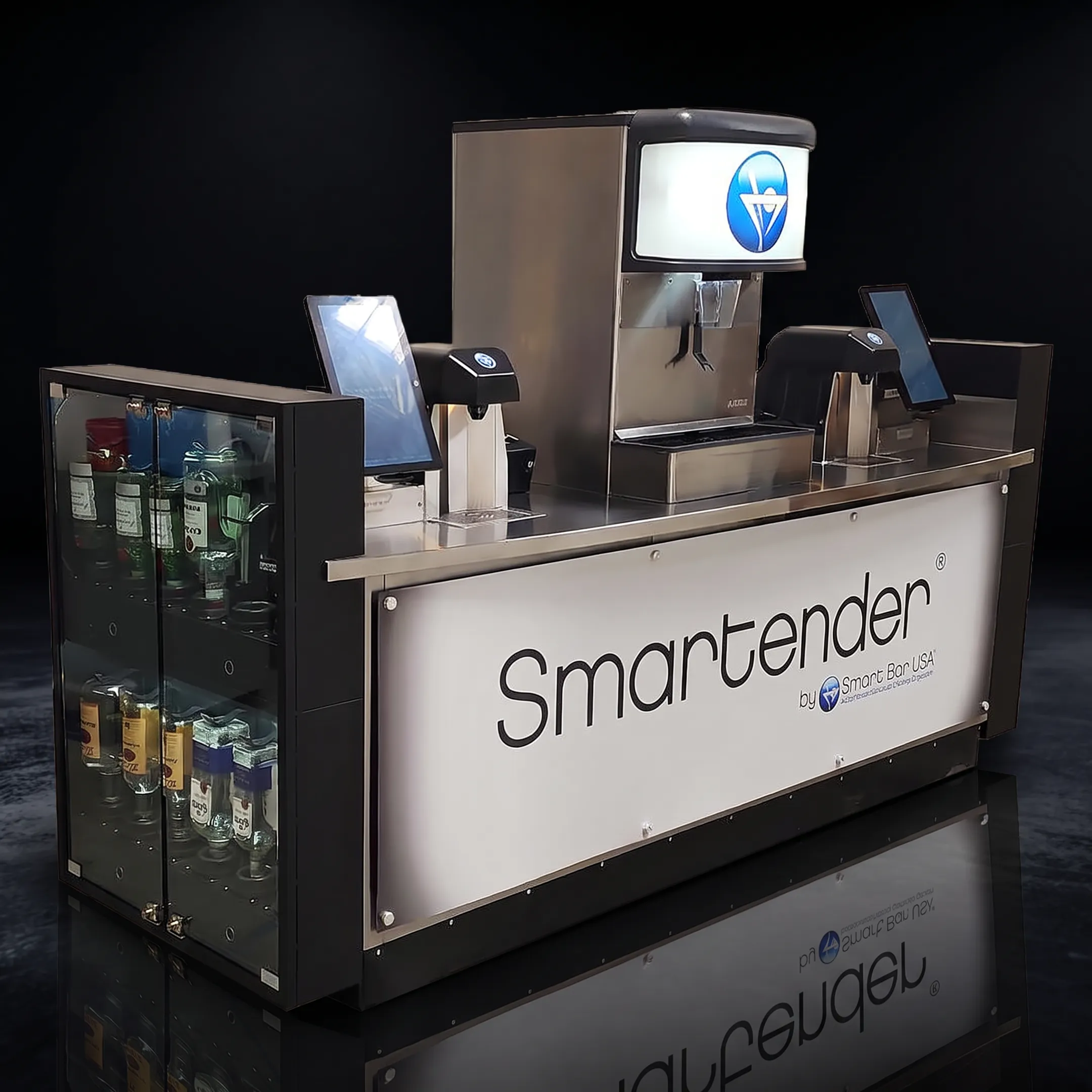 Smartender automated cocktail bar dispensing drinks in a busy hospitality venue