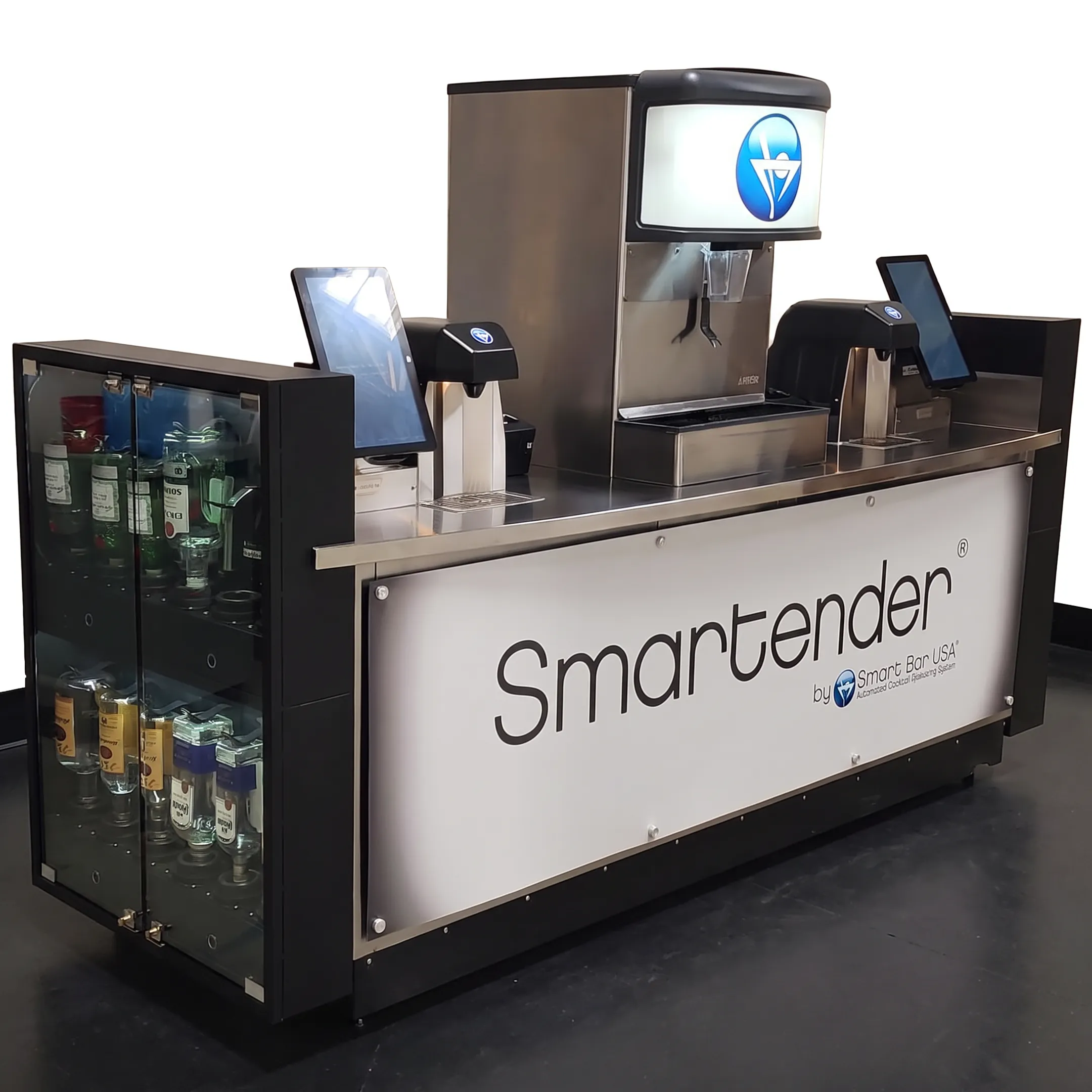 Smartender automated bar system dispensing a cocktail