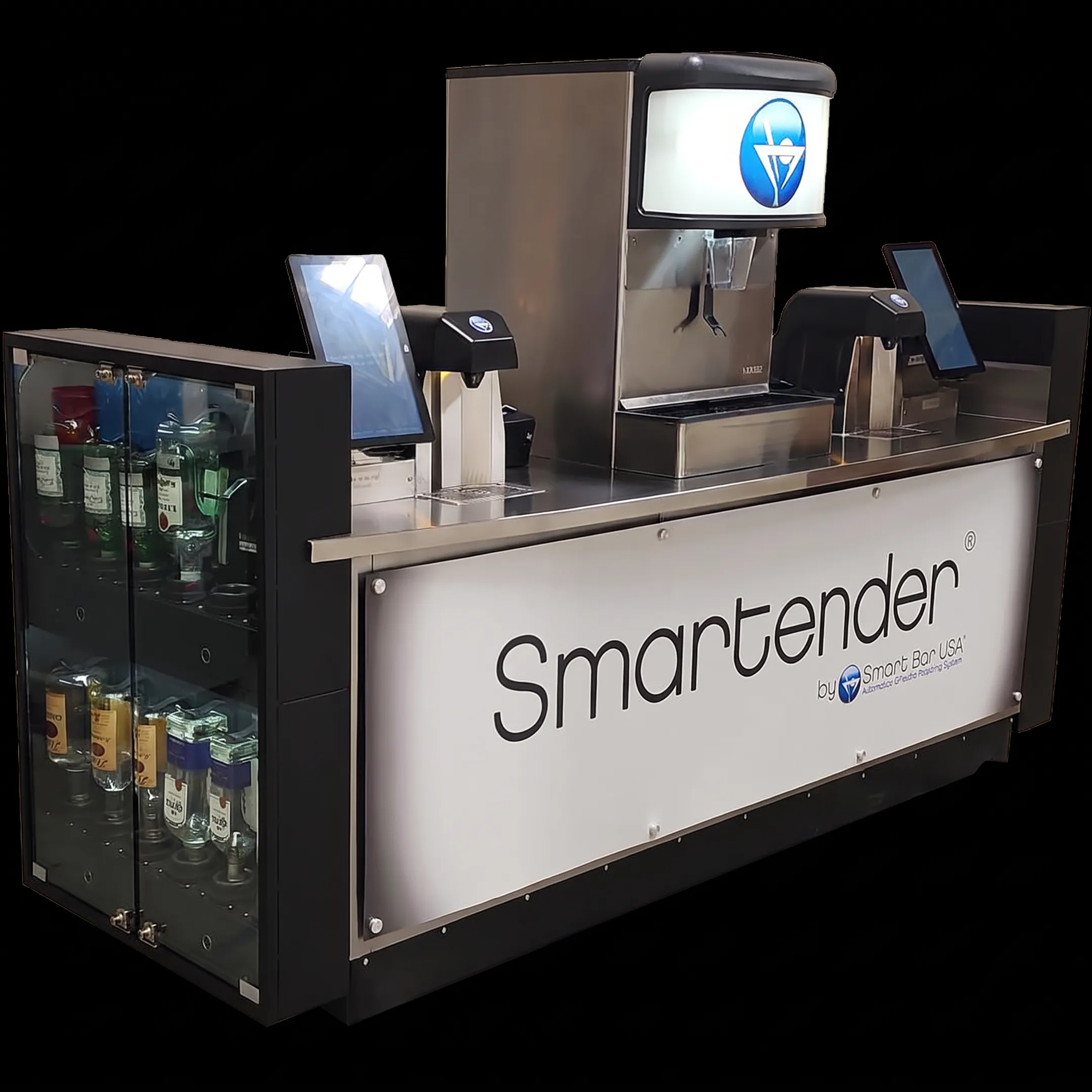 Automated commercial beverage storage and cocktail dispensing system