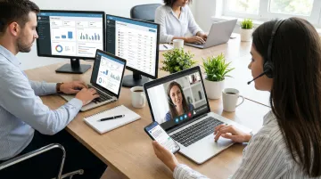 SmartScale360 virtual assistant team managing social media leads and CRM data remotely