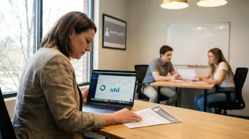 Small business owner reviewing growth strategy after delegating customer support operations