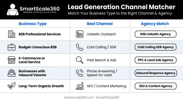 Small business lead generation channel matching guide by business type infographic