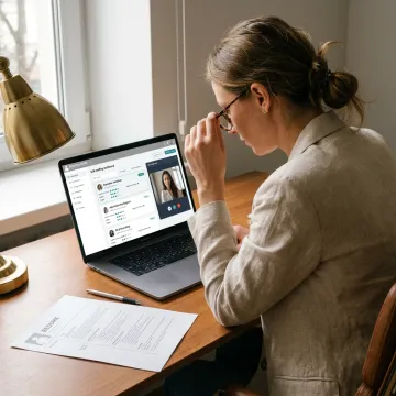 Recruiter reviewing candidates for remote staffing